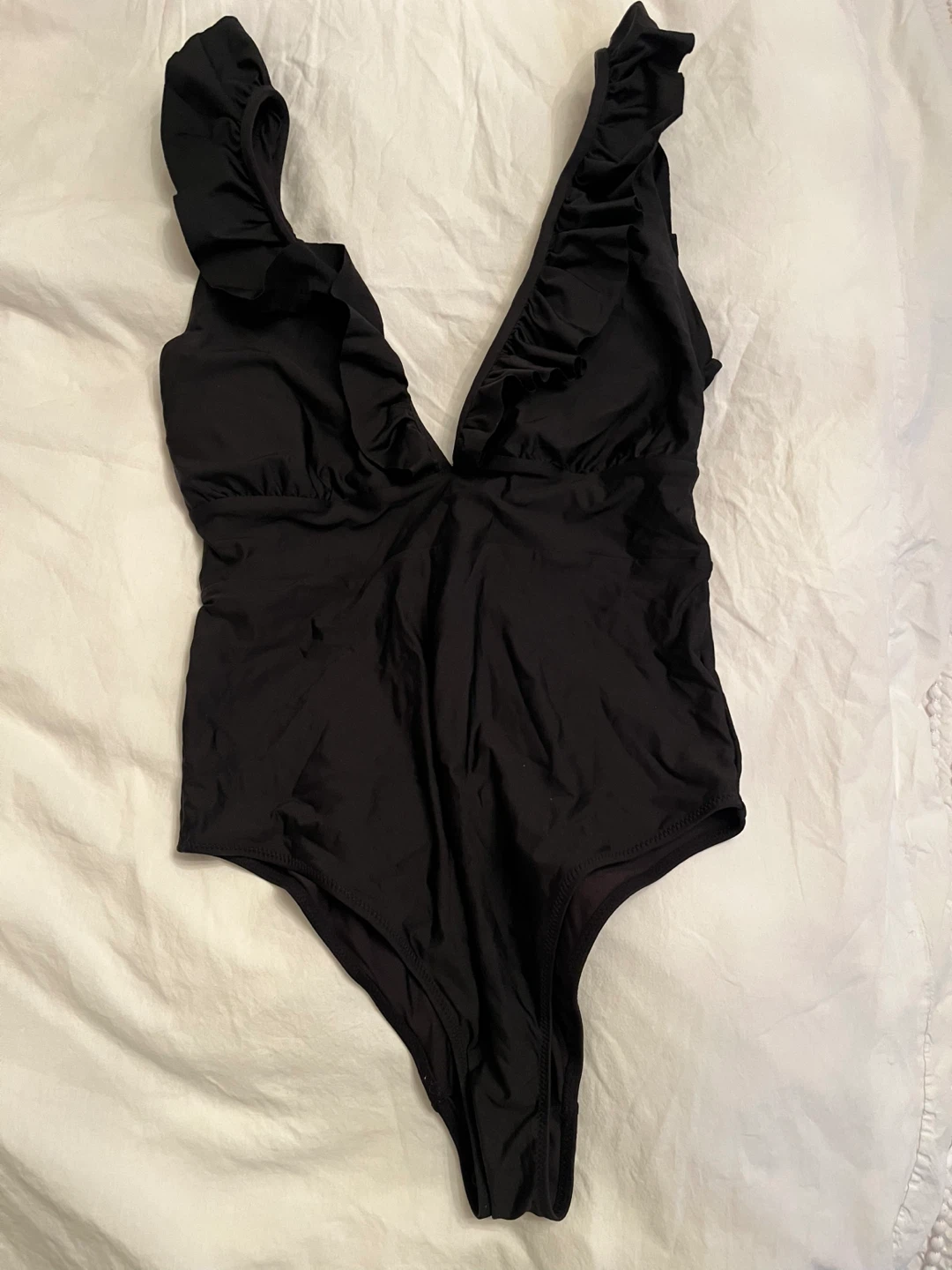 Black Ruffle One-Piece Swimsuit