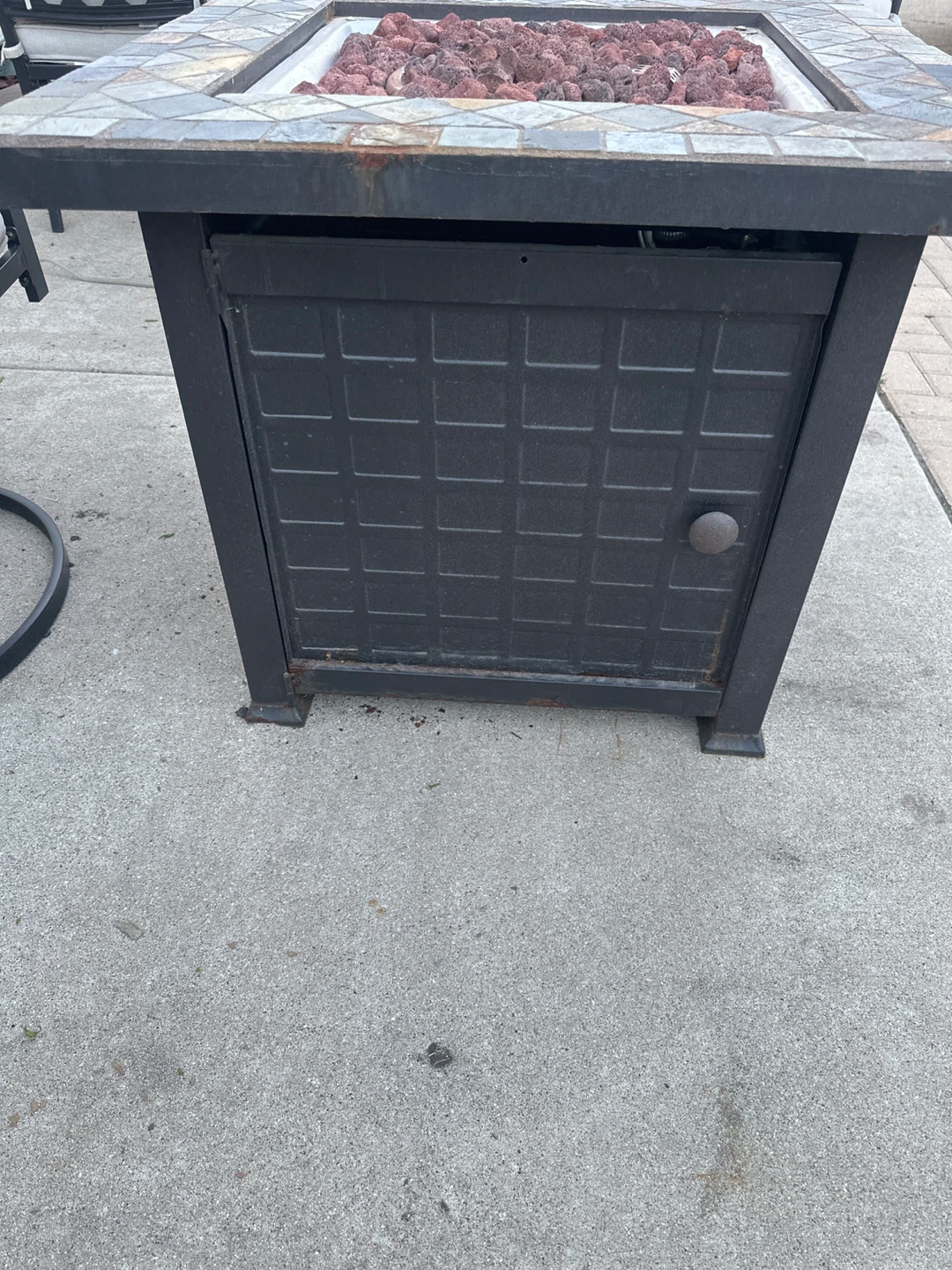 Square Tile Top Gas Fire Pit with Lava Rocks - photo 4