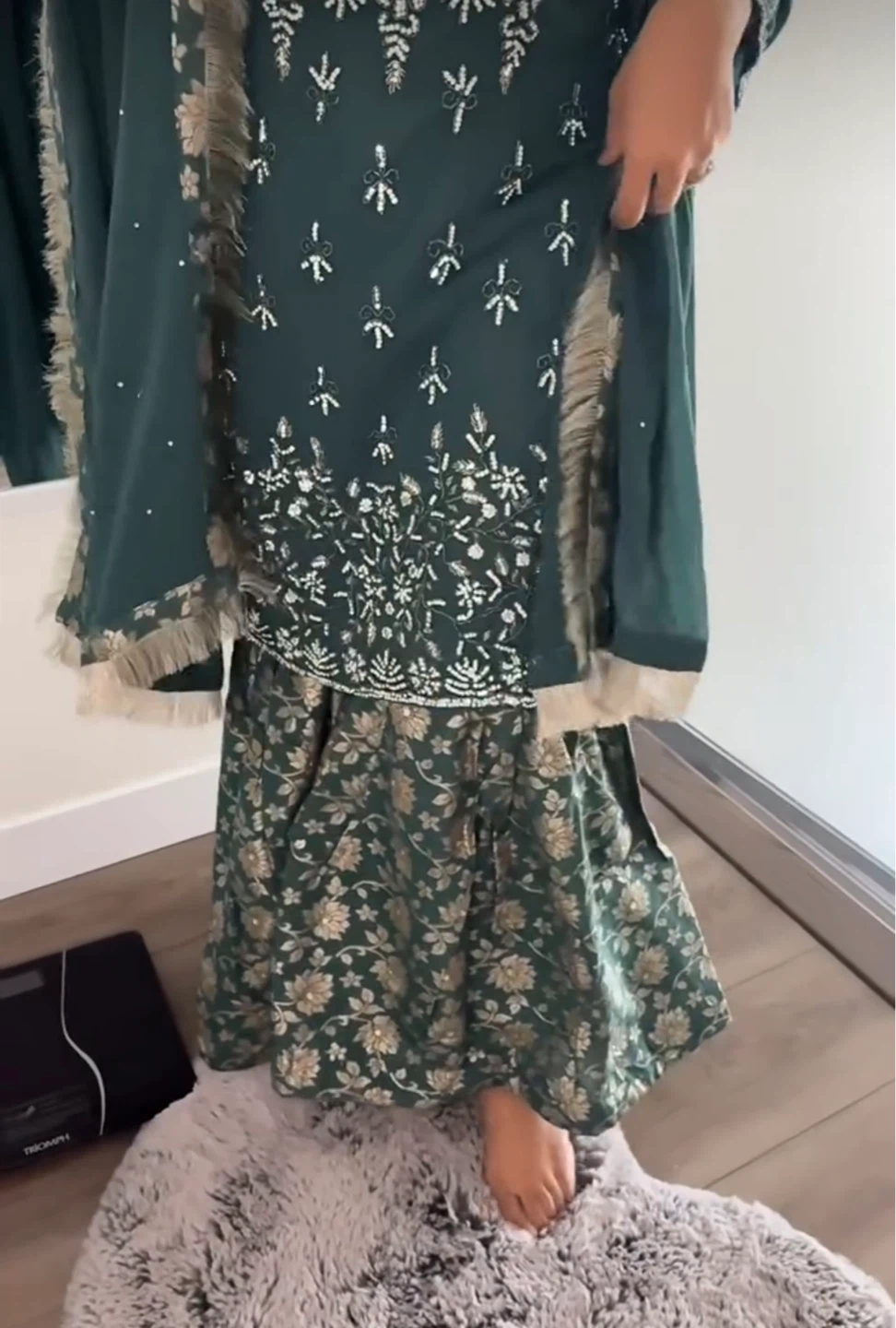 Embroidered Teal Kurti Set with Dupatta