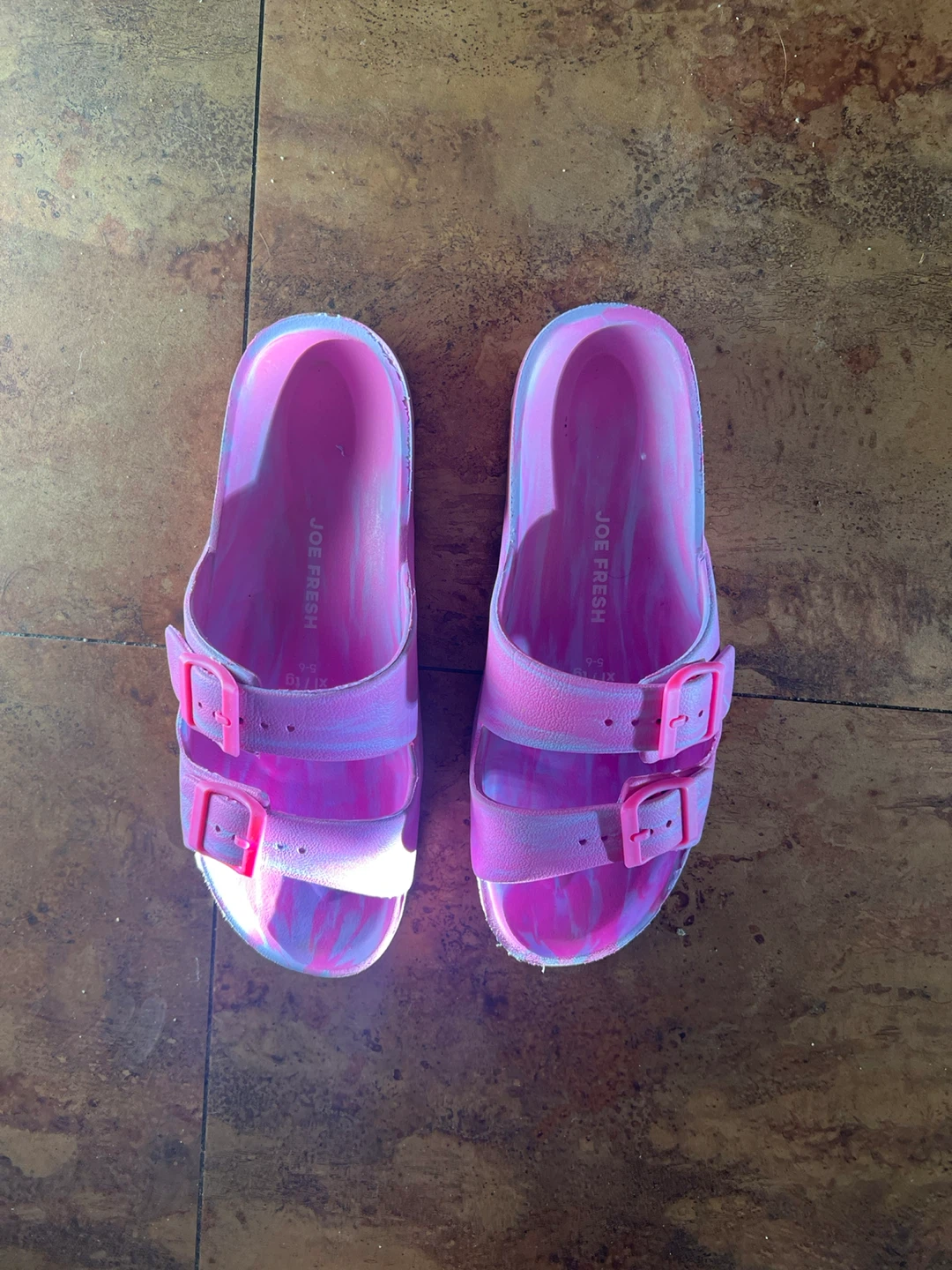 Joe Fresh Pink Swirl Slides