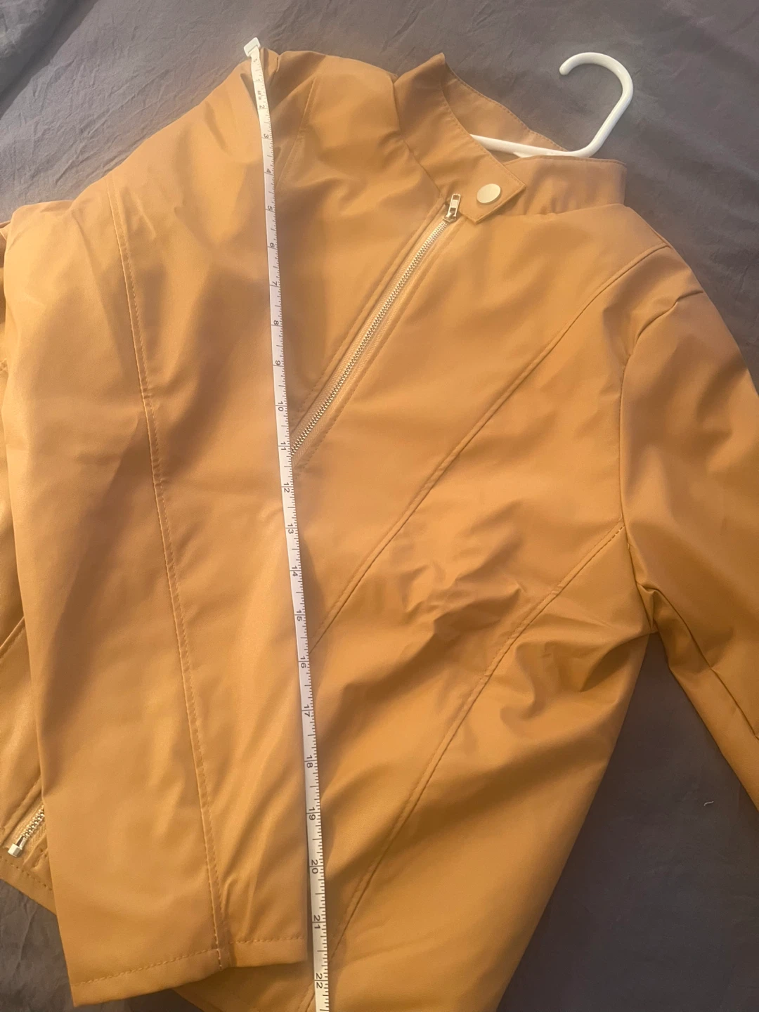 Women's Faux Leather Jacket - Tan and green - photo 4