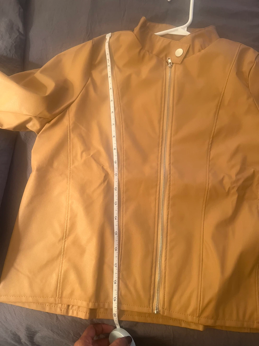 Women's Faux Leather Jacket - Tan and green - photo 5