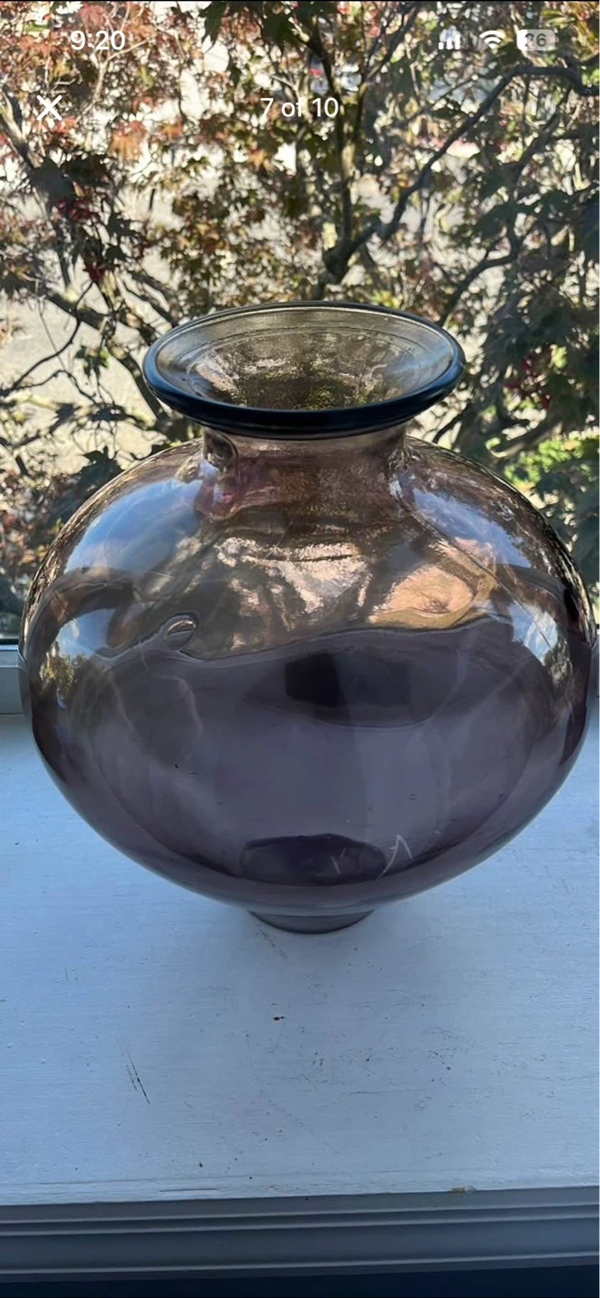 Large Amethyst Swirl Glass Vase
