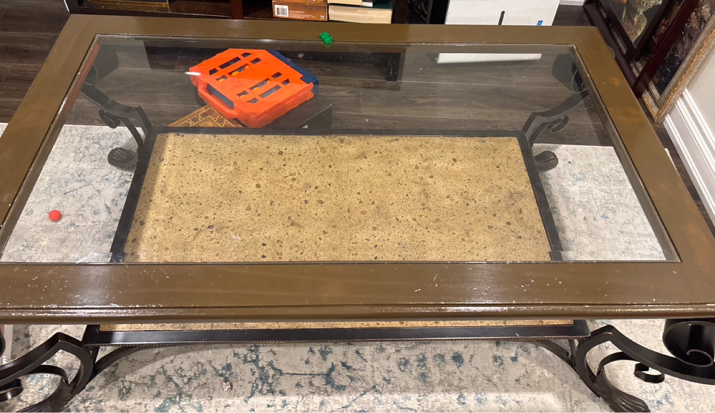 Glass Top Coffee Table with Metal Base