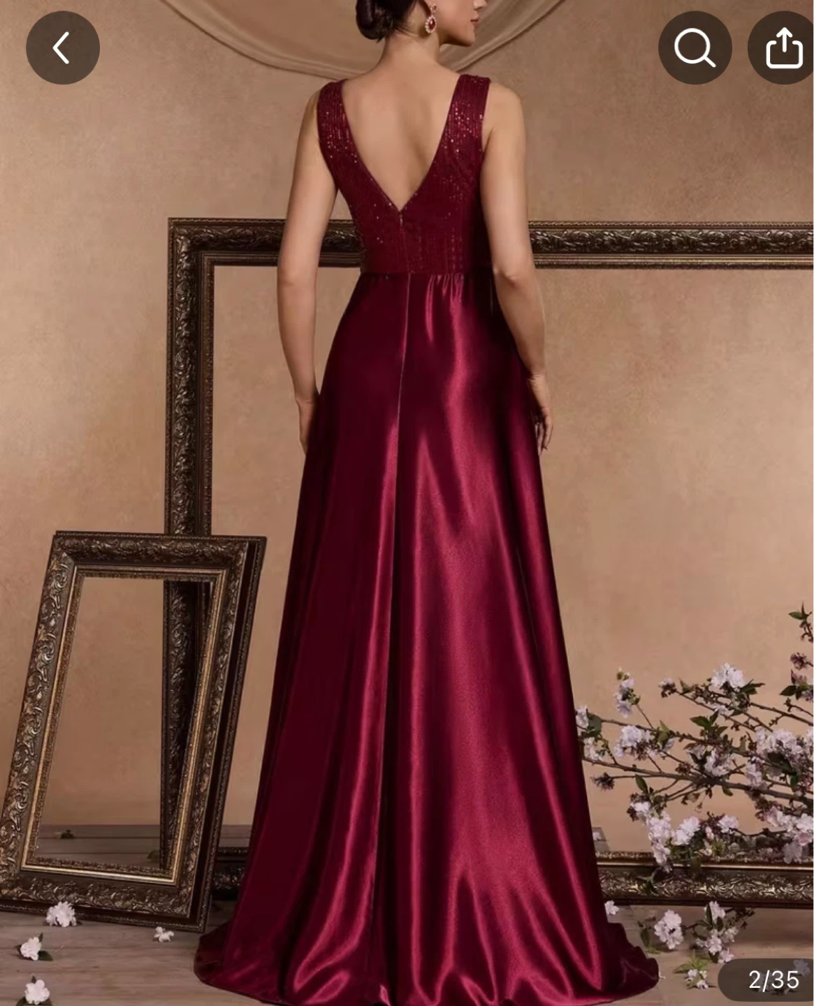 Red Sequin V-Neck Maxi Dress -L - photo 2