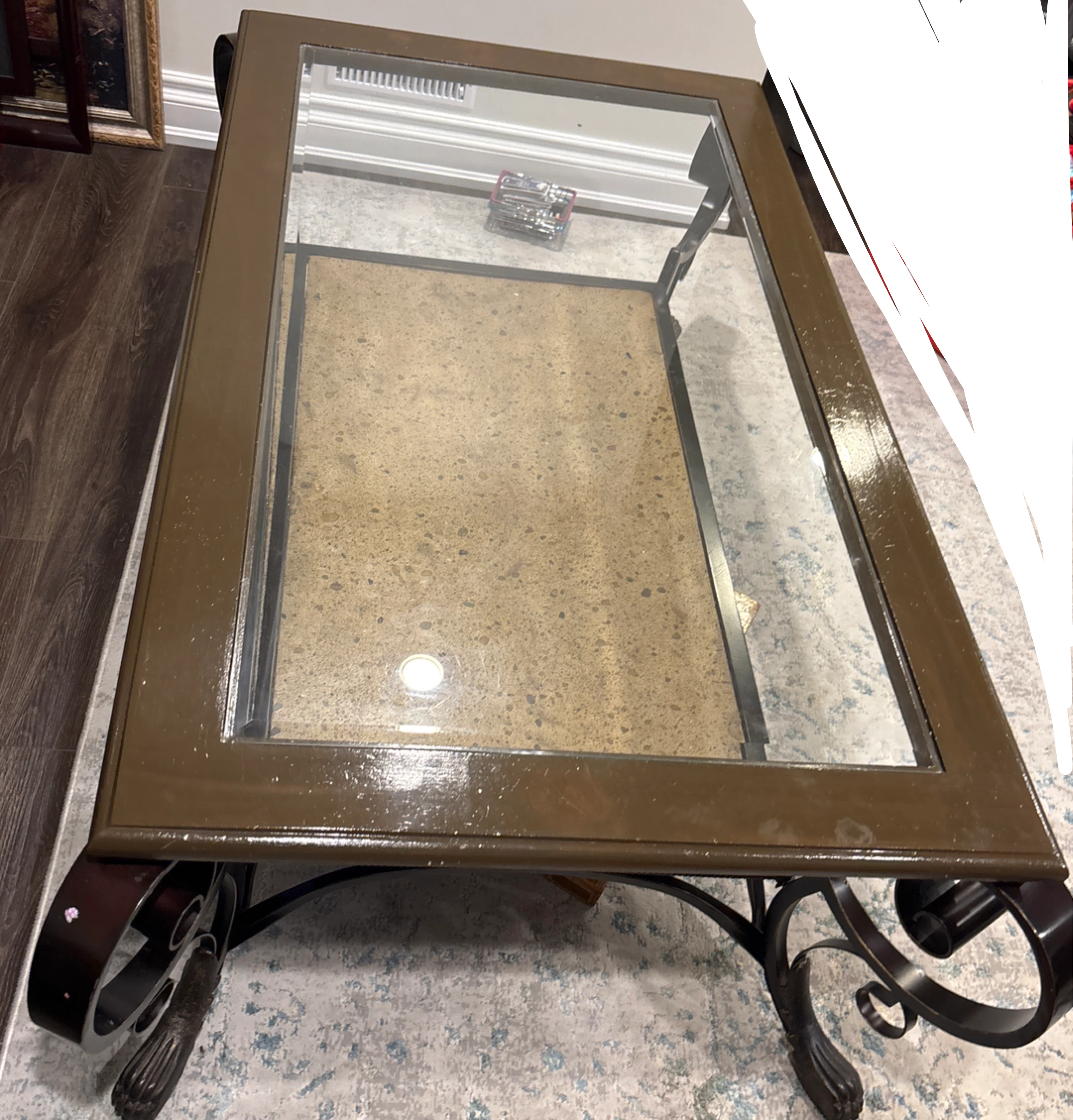 Glass Top Coffee Table with Metal Base - photo 2
