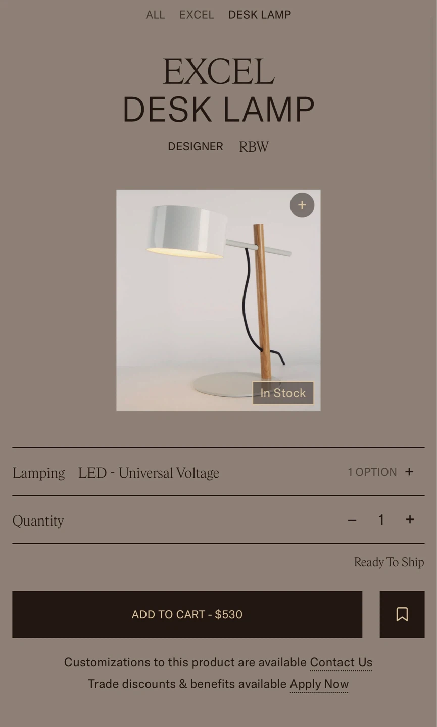 Roll & Hill Excel Desk Lamp - White/Wood - photo 3