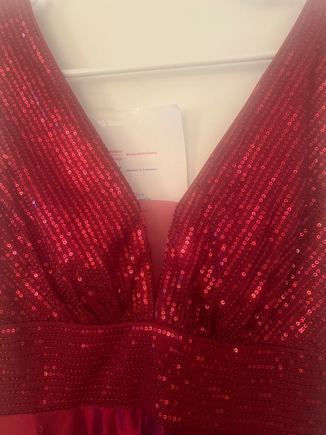 Red Sequin V-Neck Maxi Dress -L - photo 5