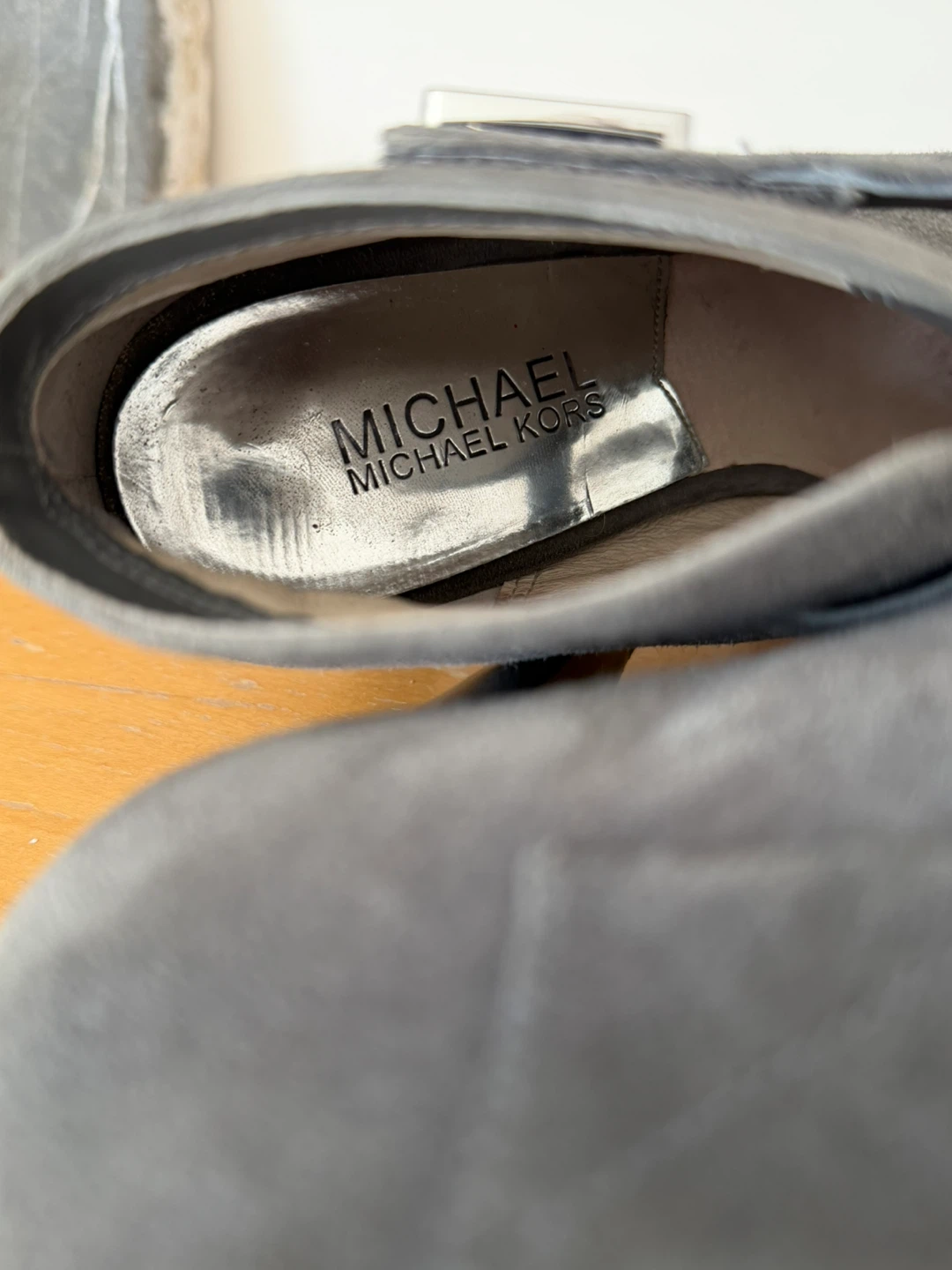 Michael Kors Grey Suede Peep-Toe Platform Heels - photo 5
