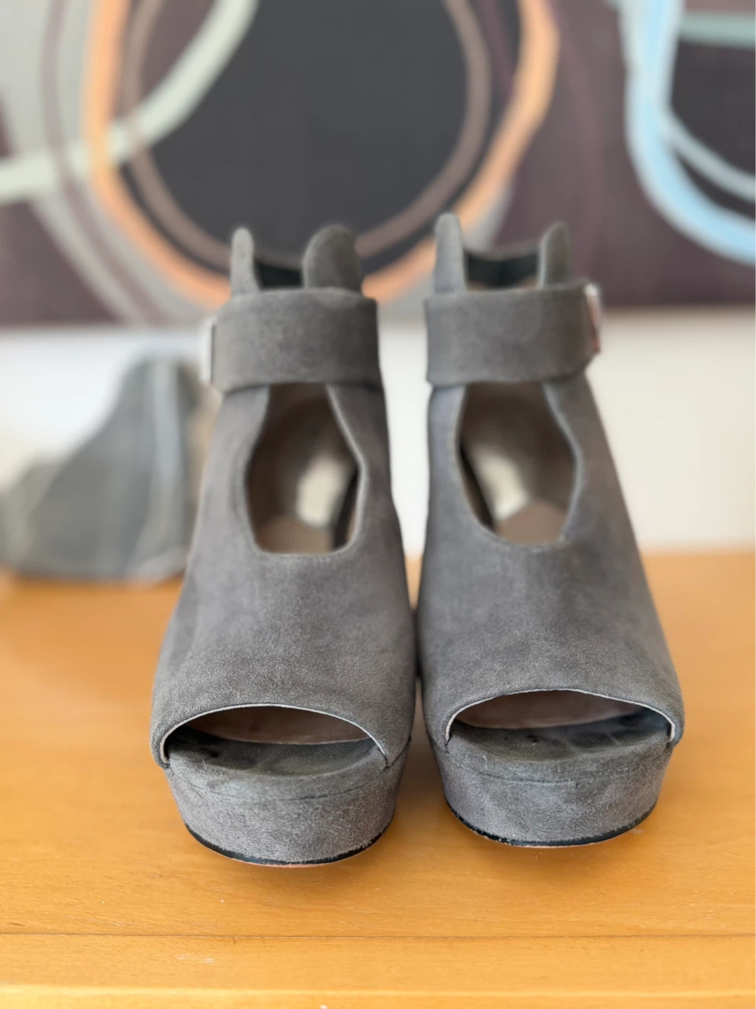 Michael Kors Grey Suede Peep-Toe Platform Heels - photo 2