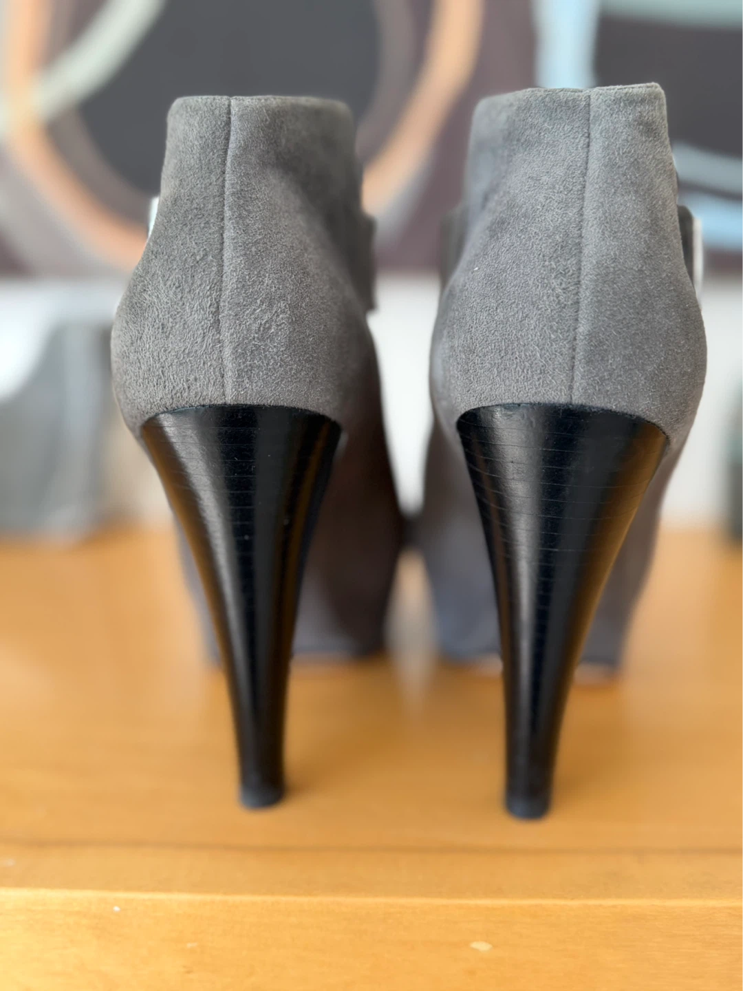 Michael Kors Grey Suede Peep-Toe Platform Heels - photo 4