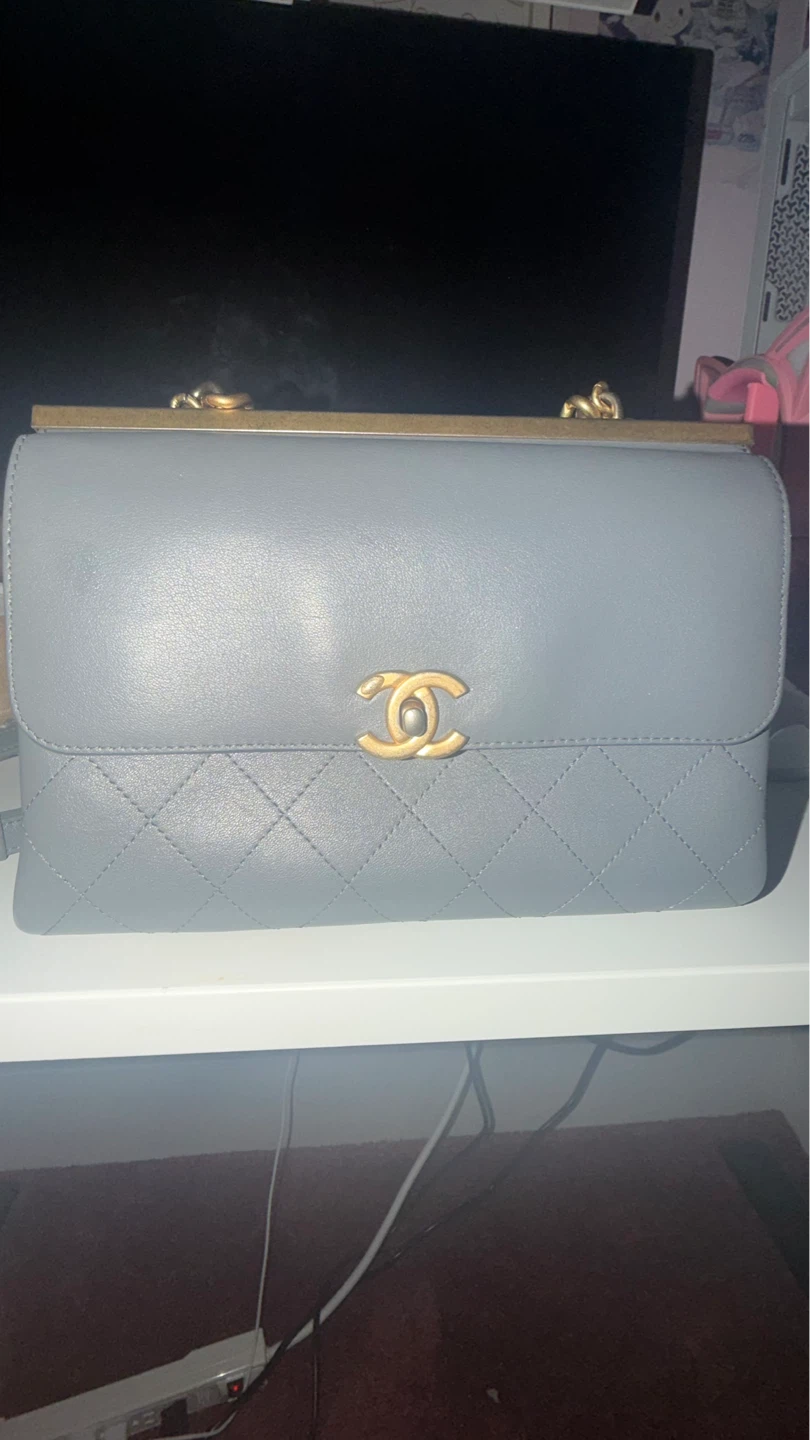 Chanel Quilted Grey Leather Shoulder Bag