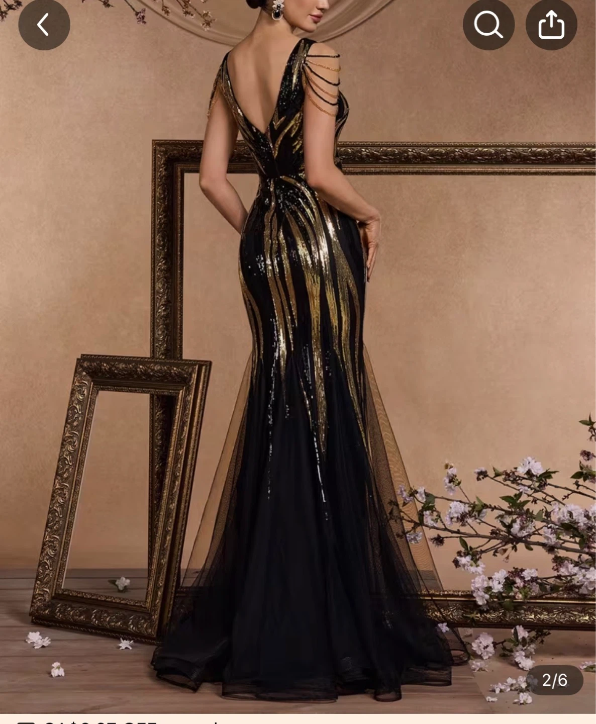 Black and Gold Sequin Evening Gown - photo 3