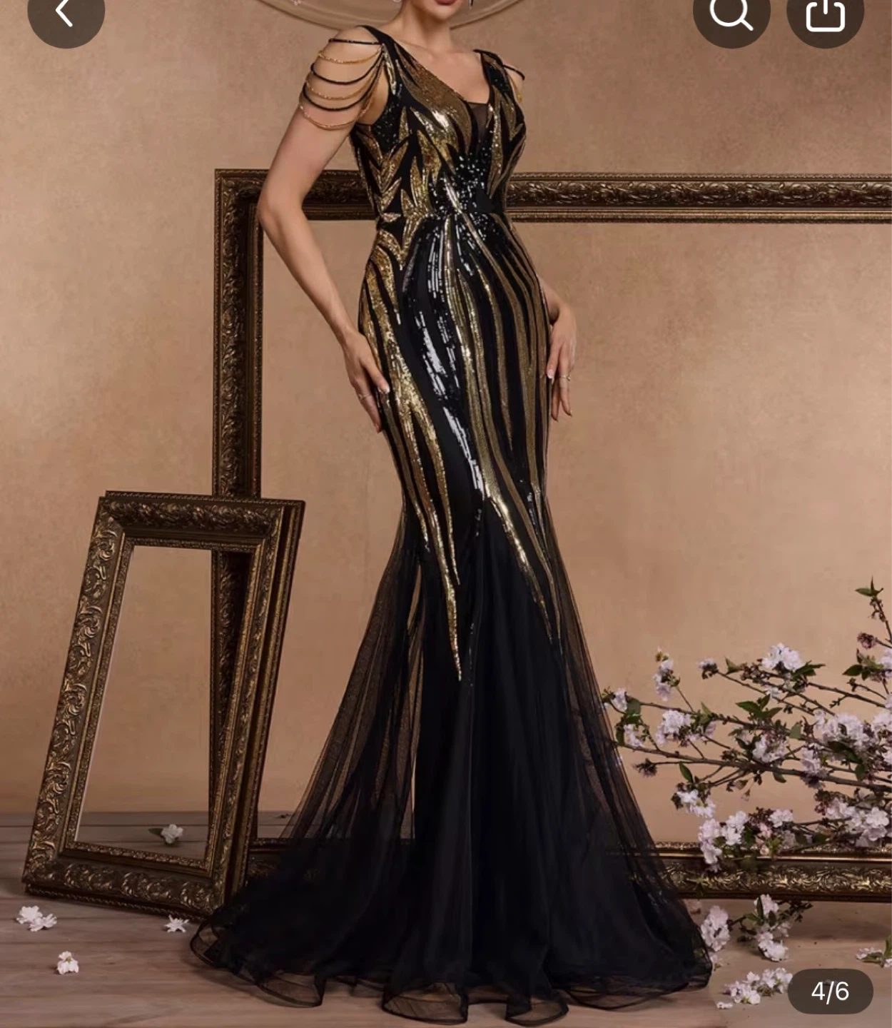 Black and Gold Sequin Evening Gown - photo 4