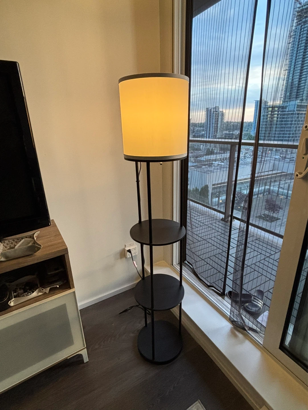 Black Floor Lamp with Shelves