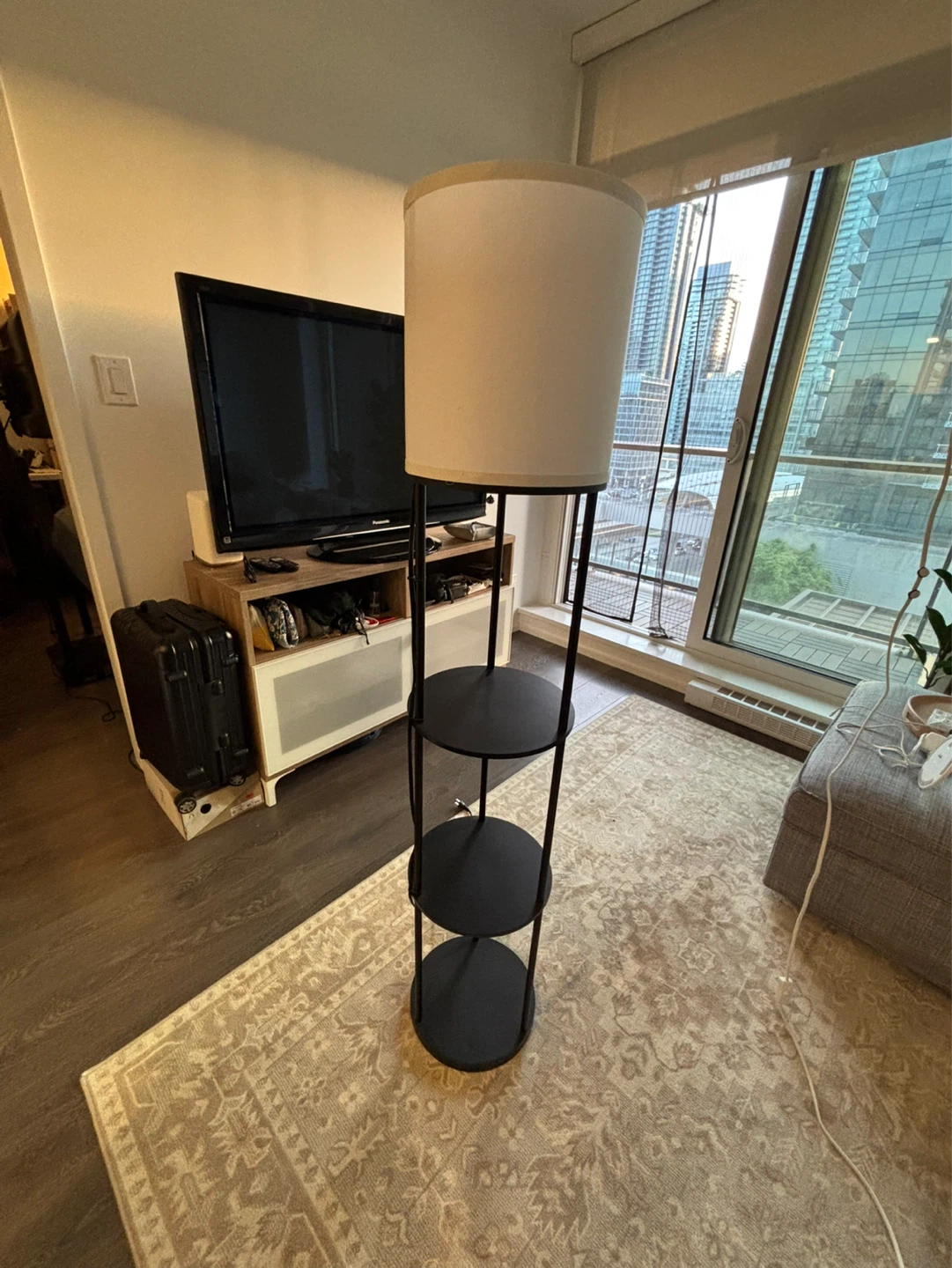 Black Floor Lamp with Shelves - photo 2