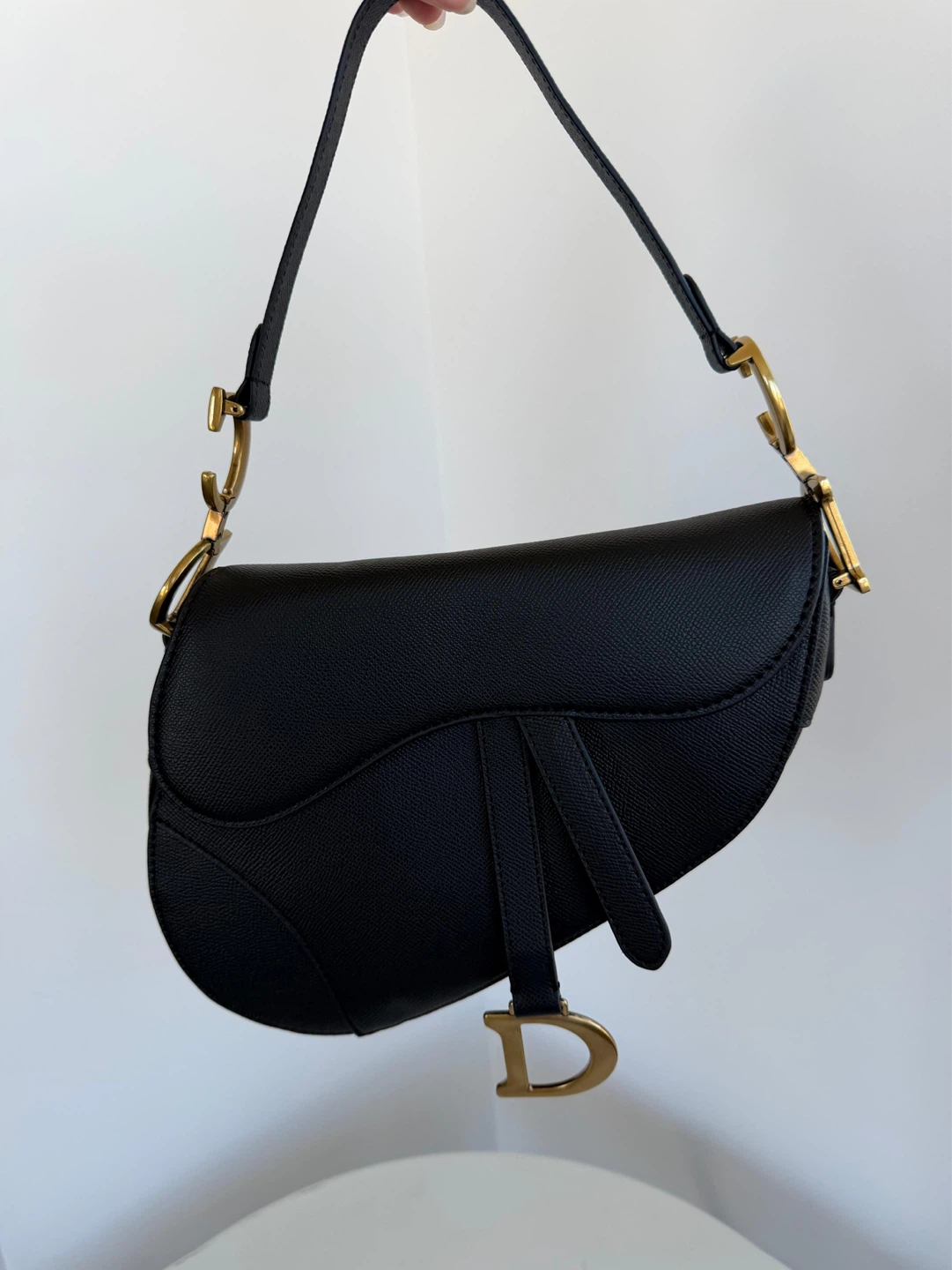 Black Leather Saddle Bag with Gold - photo 5