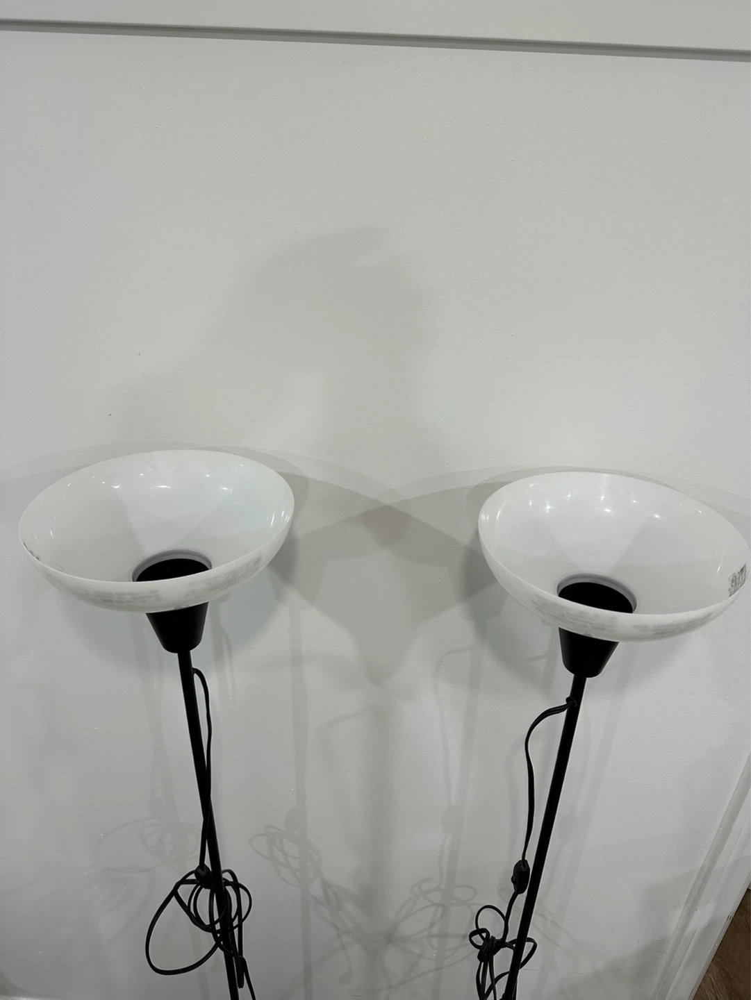 Pair of Black Floor Lamps with White Shades - photo 4