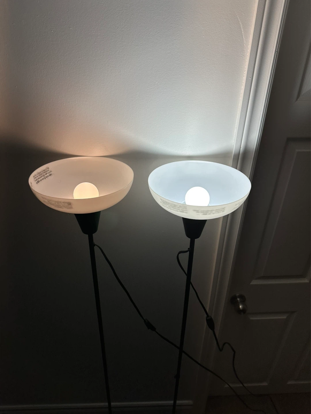 Pair of Black Floor Lamps with White Shades - photo 3