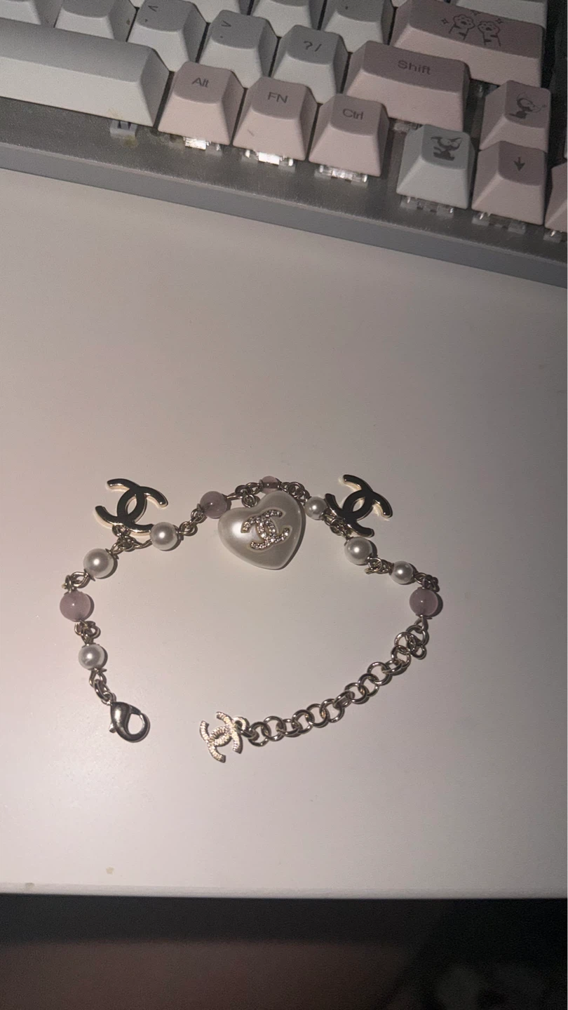 Chanel CC Heart Charm Bracelet