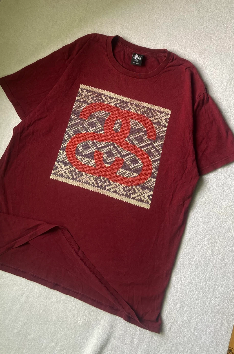 Stüssy T-Shirt Burgundy with Graphic Print - photo 2
