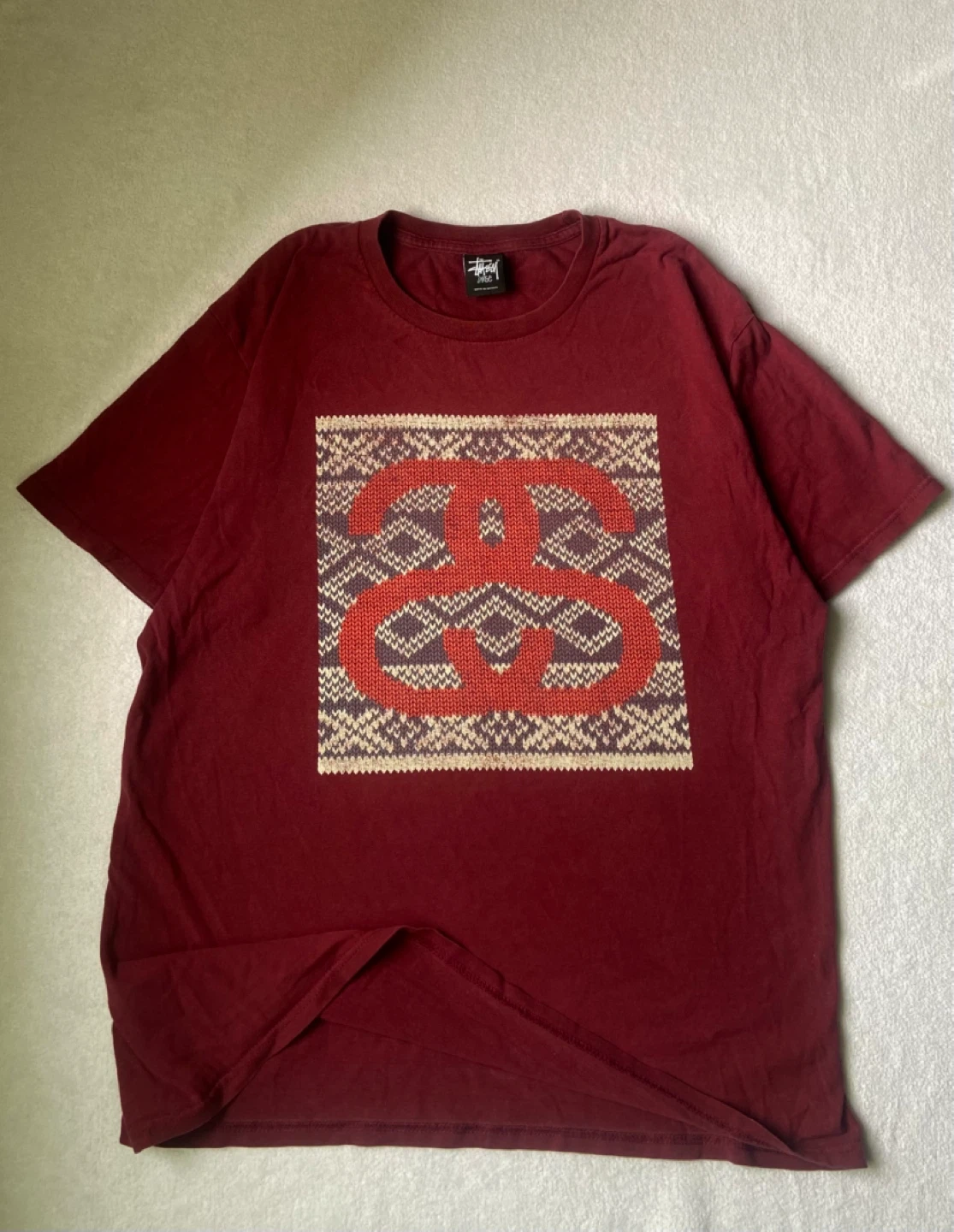 Stüssy T-Shirt Burgundy with Graphic Print