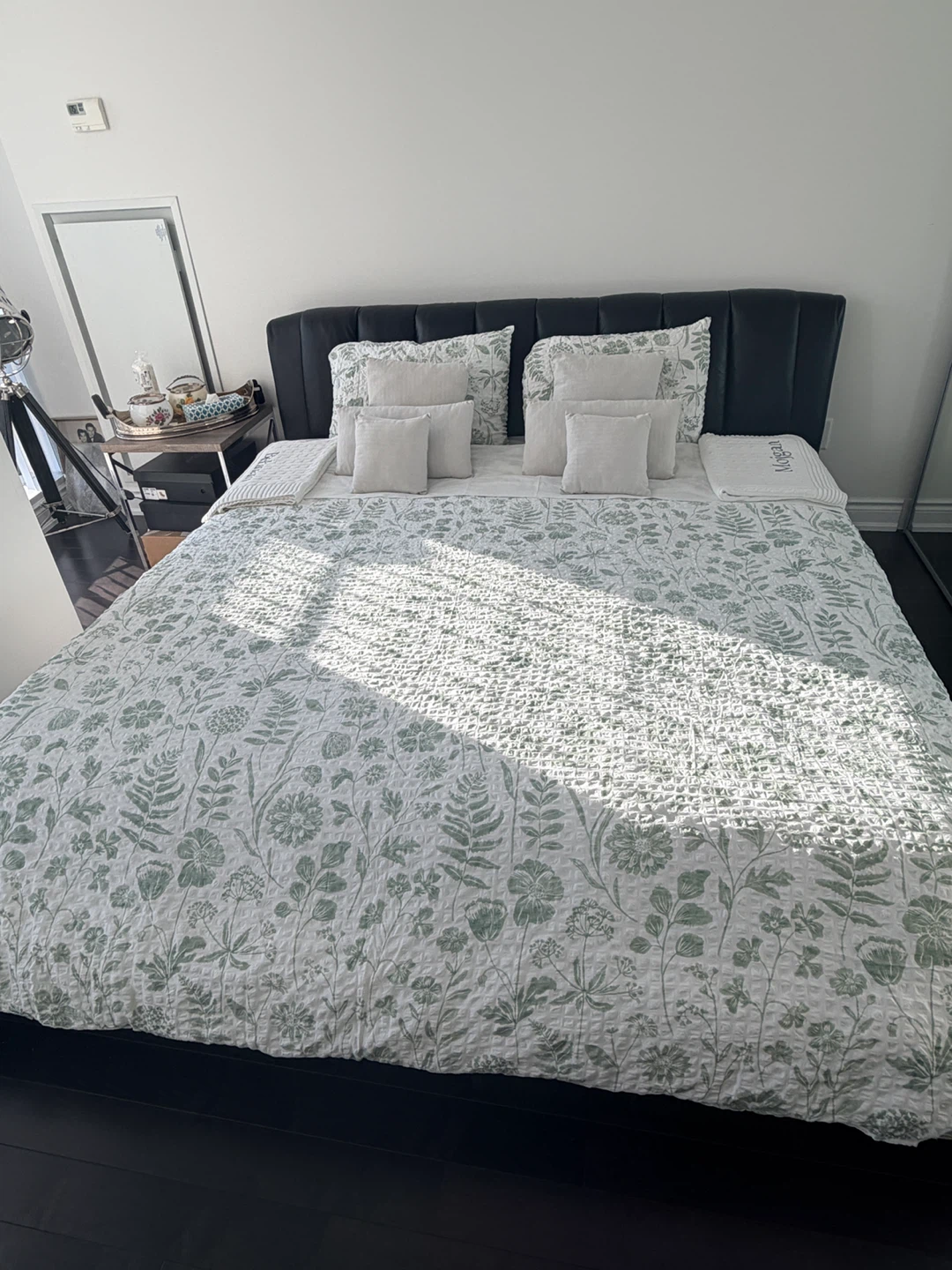 Leather king size bed