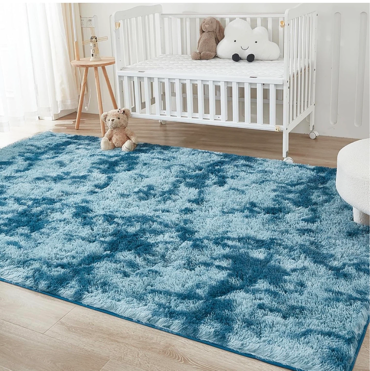 New!  Tie-Dyed Navy Blue Soft Area Rug 5x8 ft