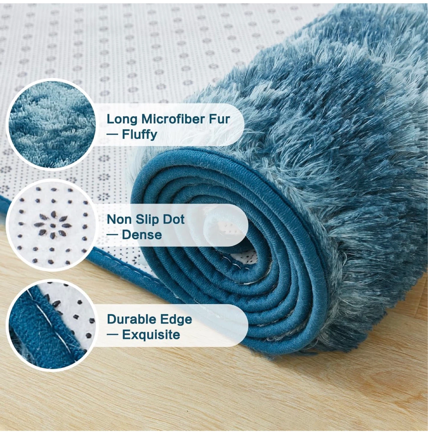 New!  Tie-Dyed Navy Blue Soft Area Rug 5x8 ft - photo 3