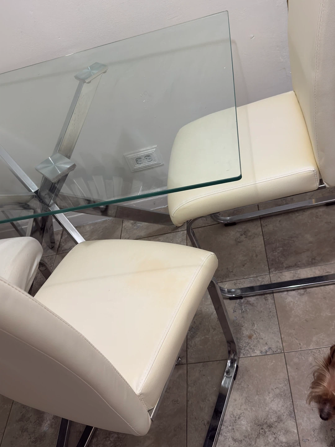 Glass Dining Table with 4 White Chairs - photo 4