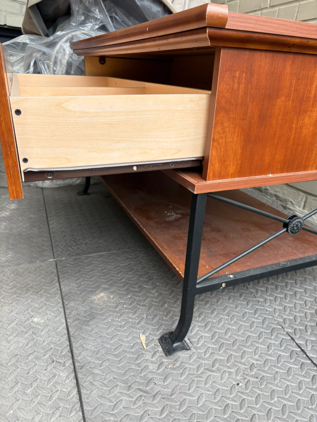 Wooden Entertainment Console with Drawer - photo 3