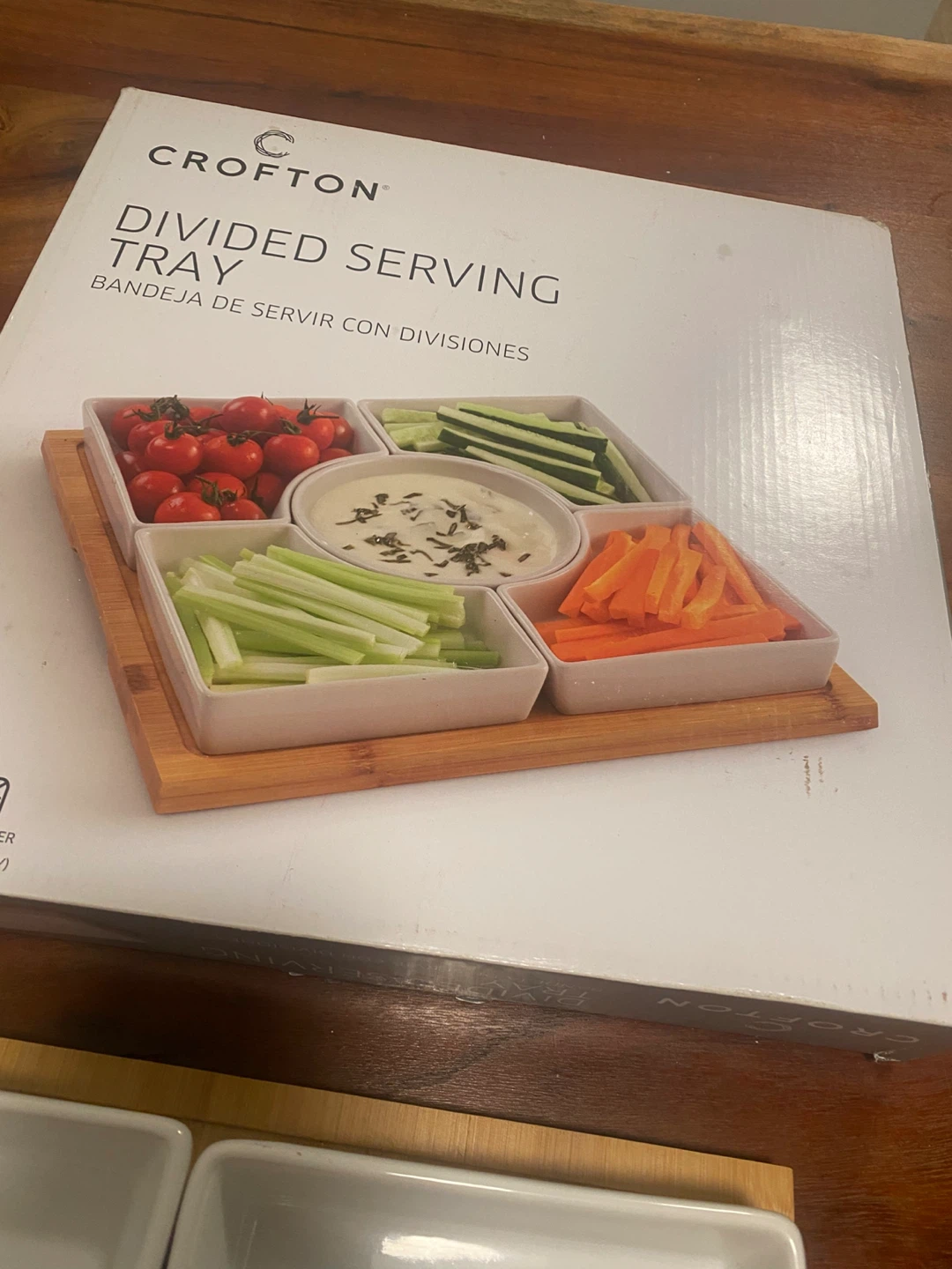 Crofton Divided Serving Tray with Bamboo Base