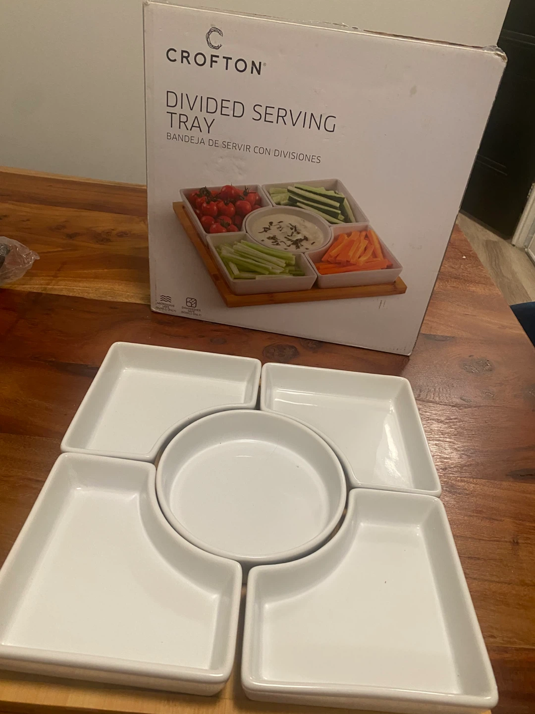 Crofton Divided Serving Tray with Bamboo Base - photo 3