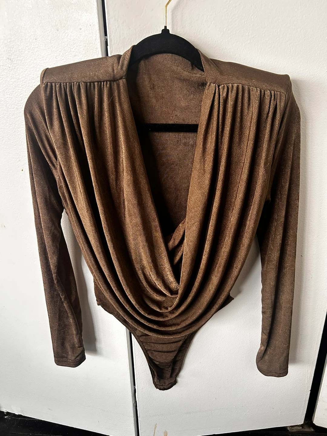 Brown Draped Bodysuit