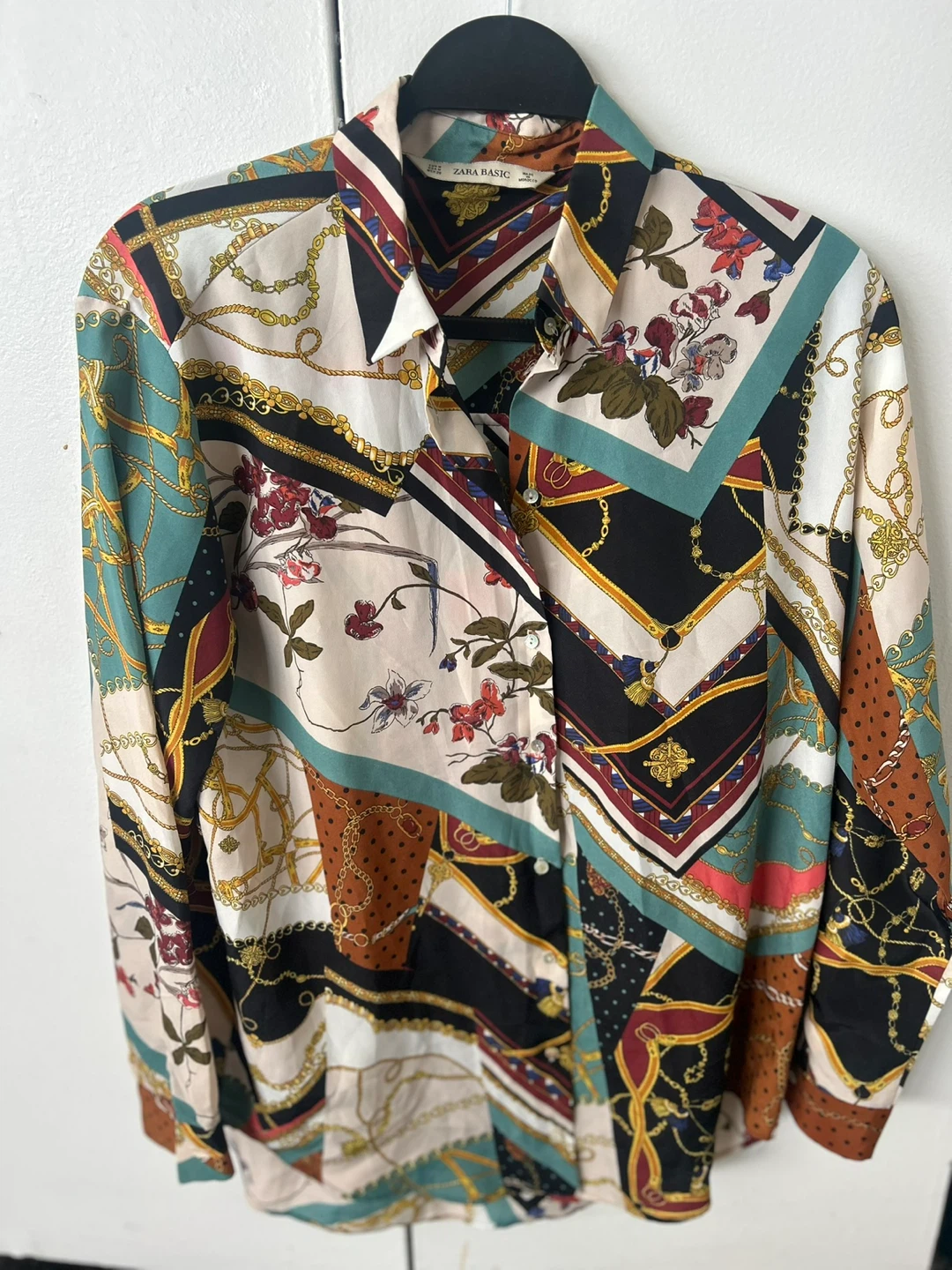 Zara Basic Women's Printed Button-Up Shirt Size M