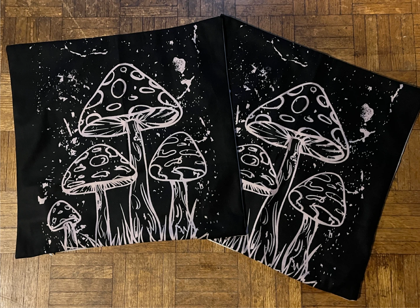 Black Mushroom Cushion Covers - Set of 2
