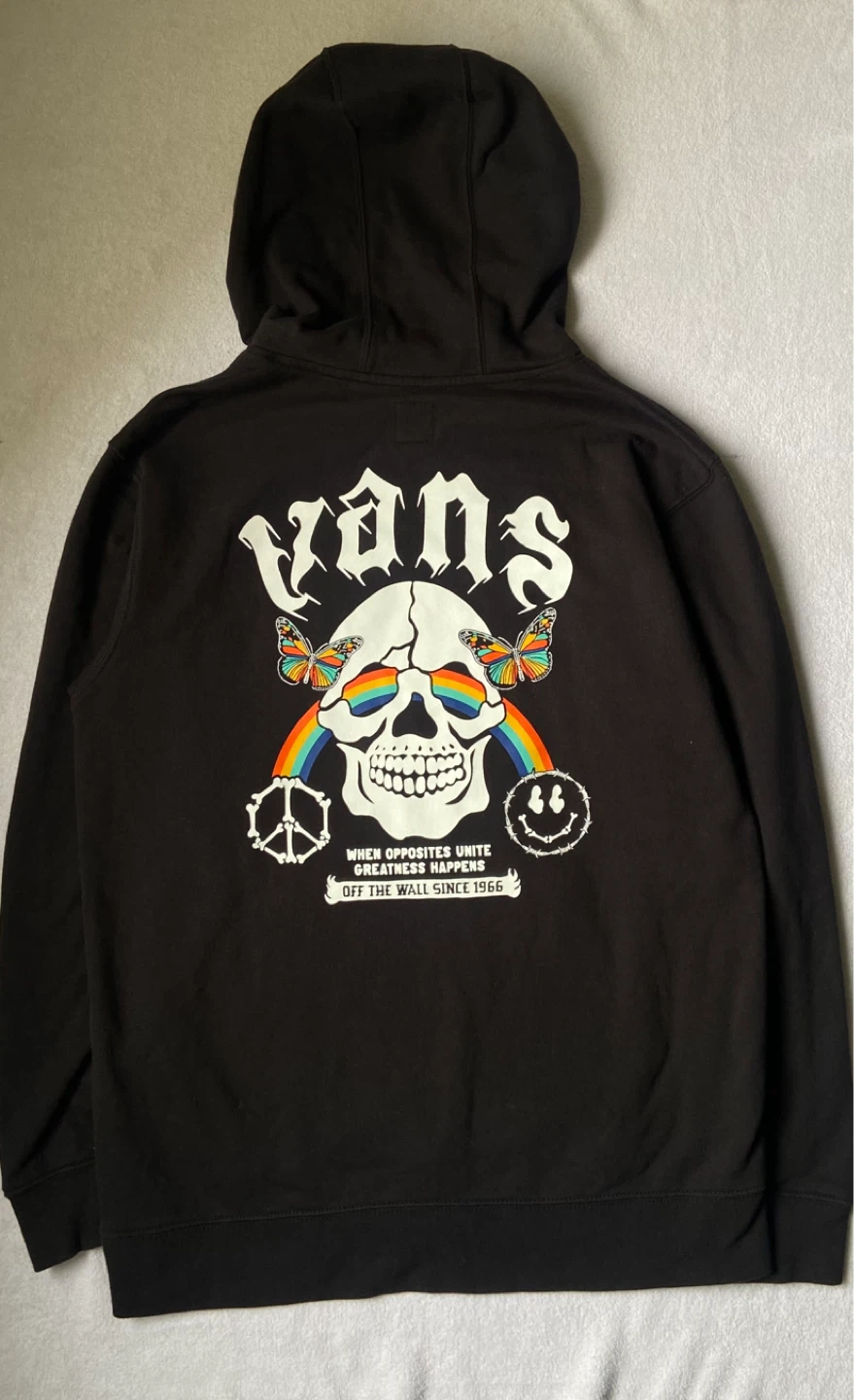 Vans Black Hoodie "Off The Wall" Graphic - Medium