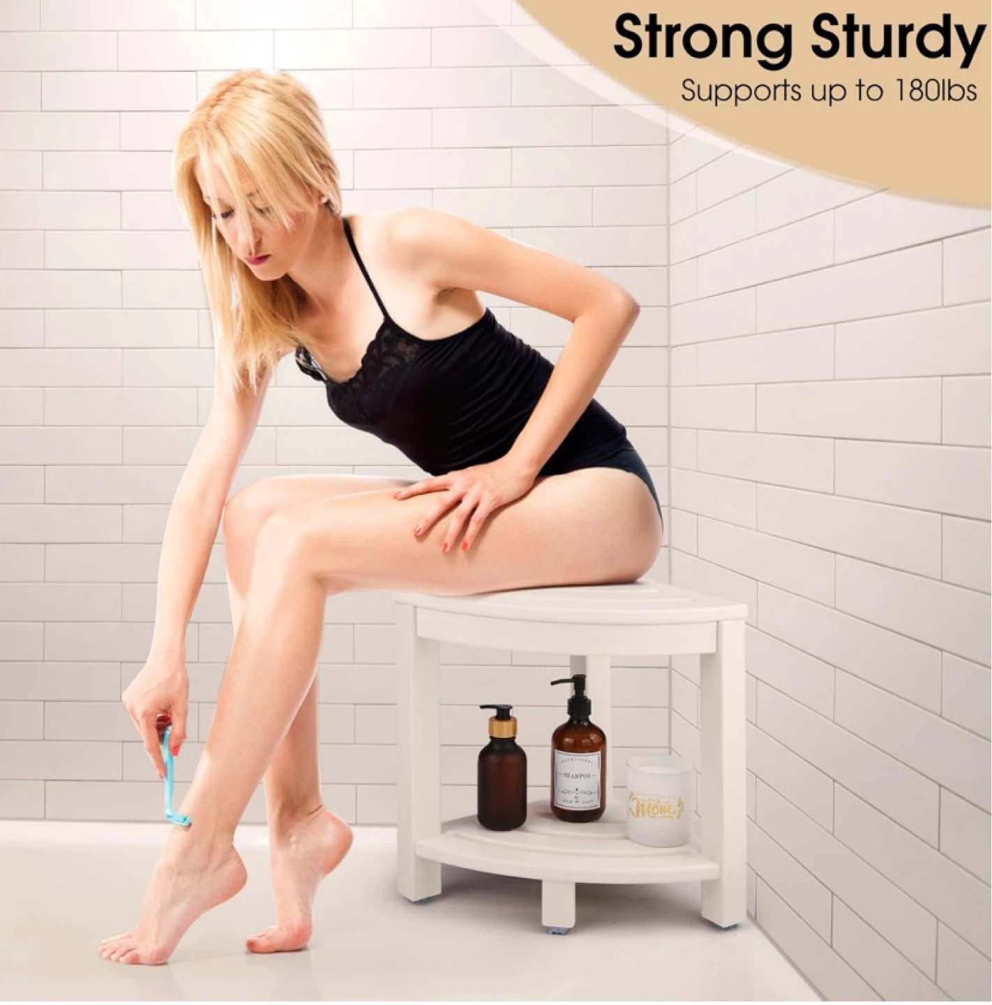 New HDPE Corner Shower Bench Stool White - photo 5