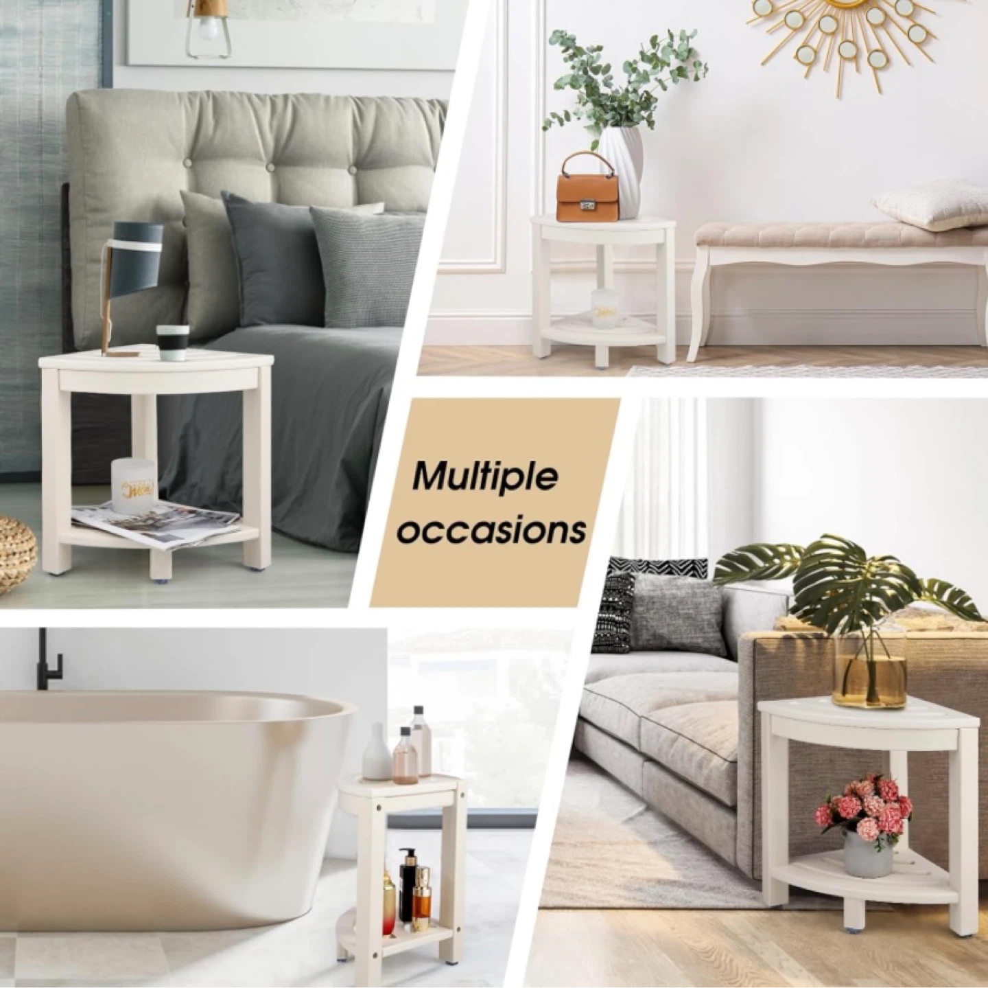 New HDPE Corner Shower Bench Stool White - photo 4