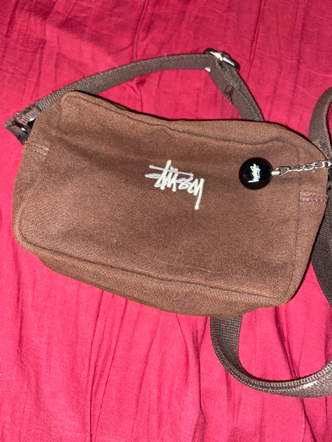 Stussy Brown Canvas Mini Bag