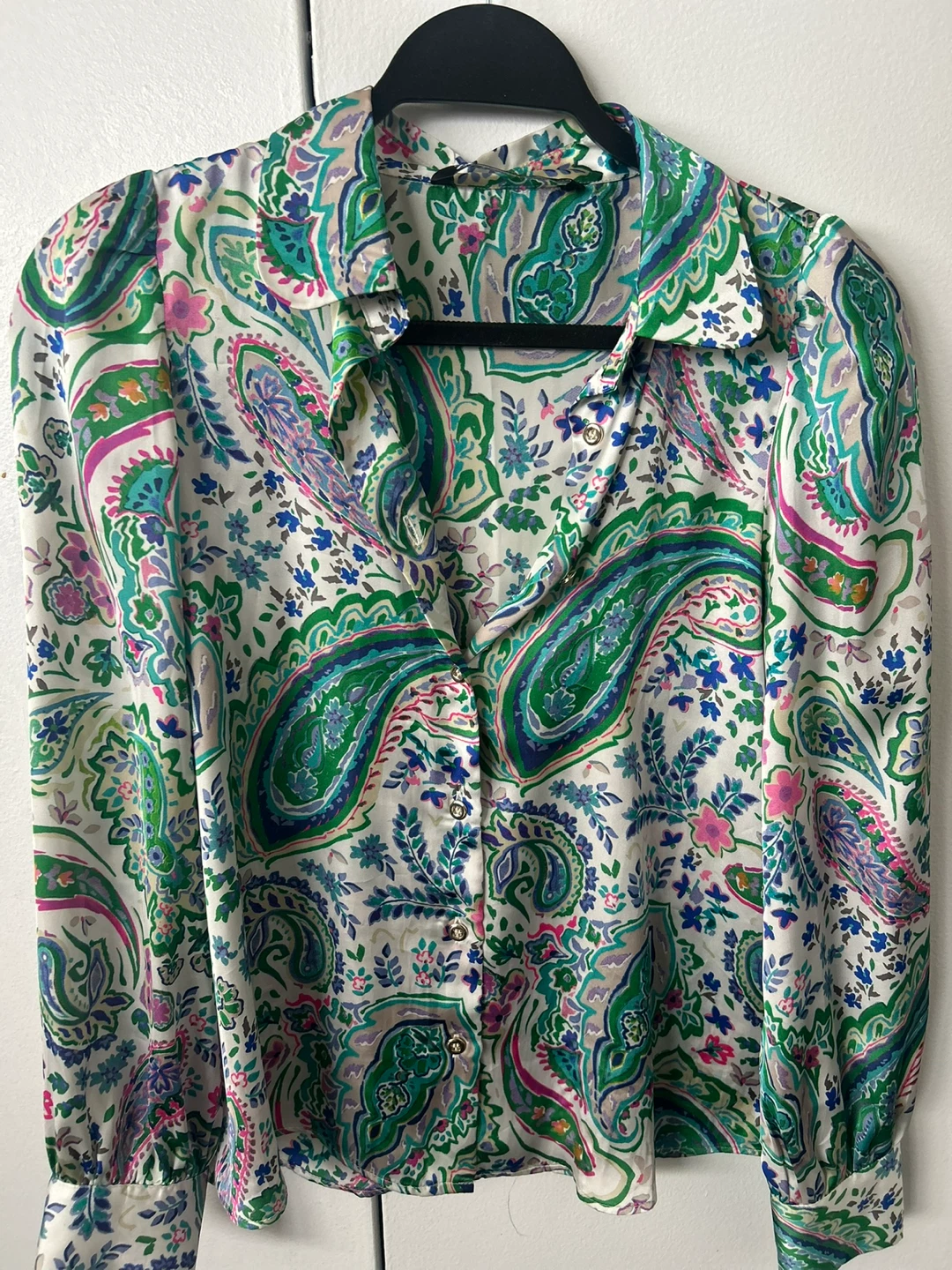 Zara Paisley Print Button-Up Blouse