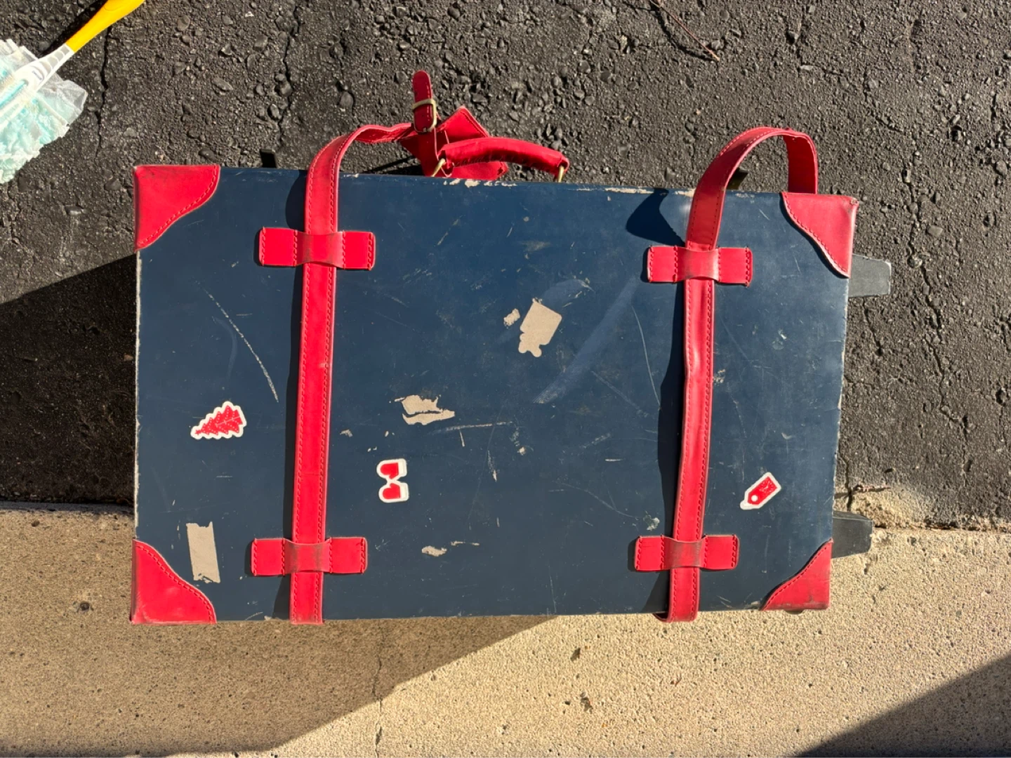 Vintage Blue Suitcase with Red Trim - photo 2