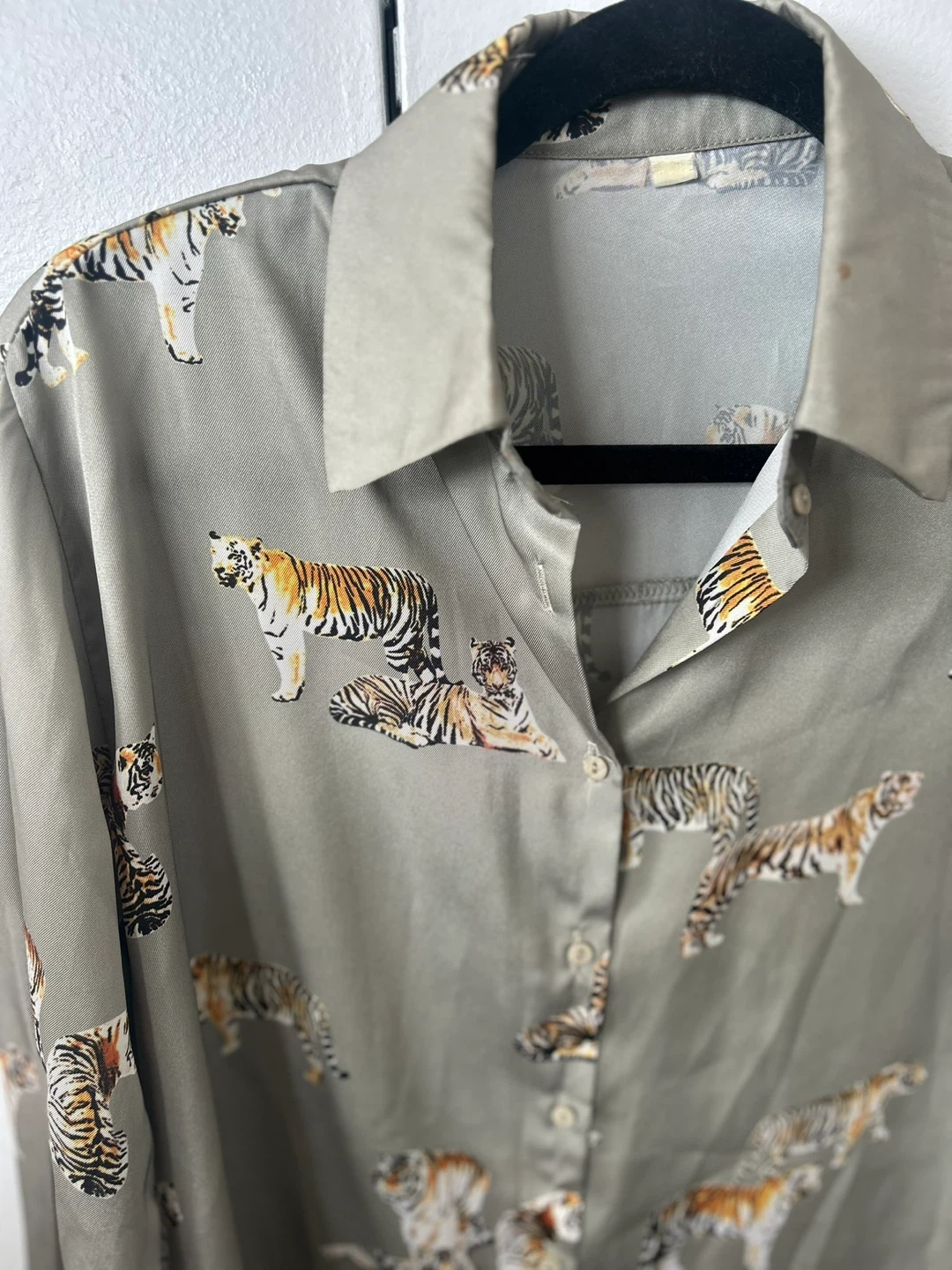 Tiger Print Button-Up Shirt - photo 2