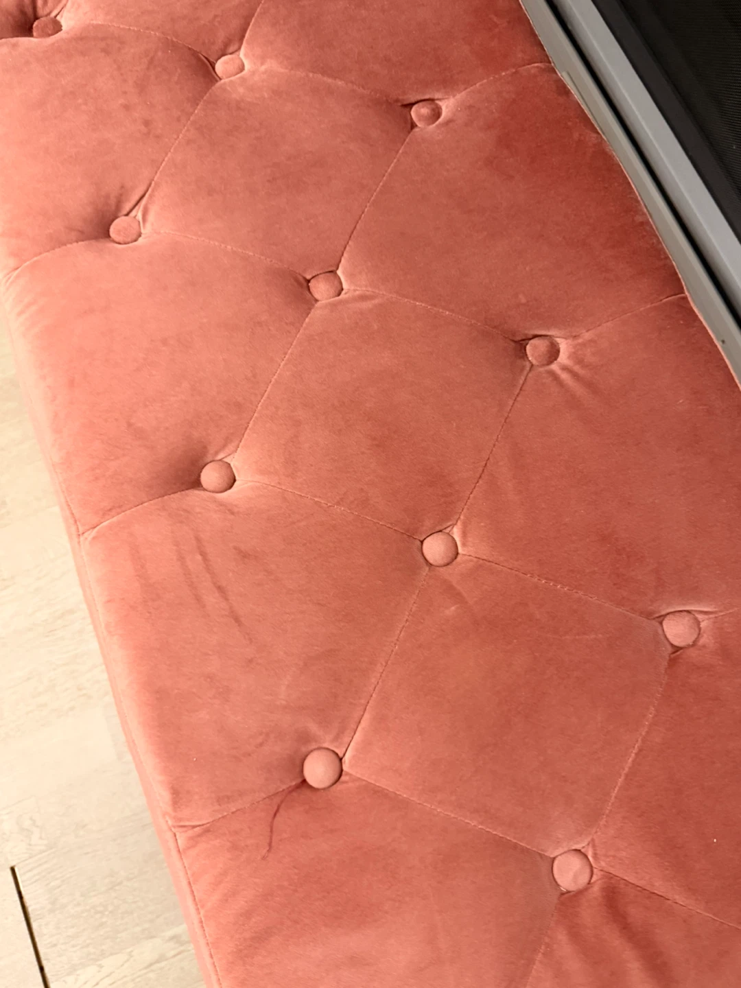 Pink Velvet Tufted Bench - photo 4