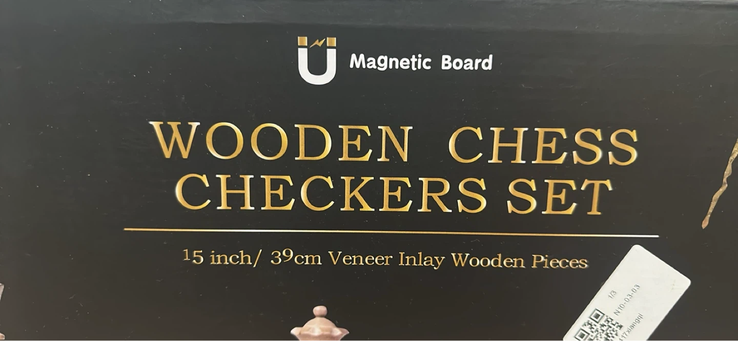 Wooden Chess and Checkers Set - Magnetic Board, 15 inch