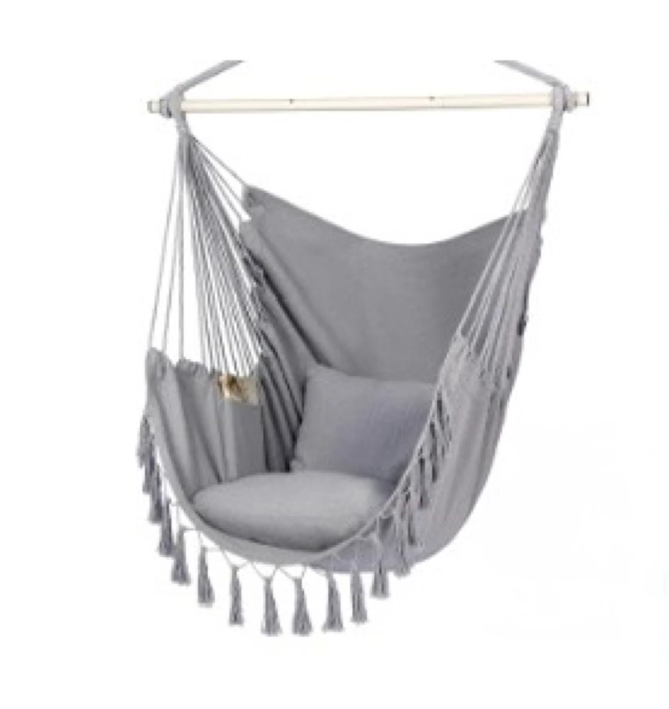 Gray Hammock Chair with Pillows and Storage Bag
