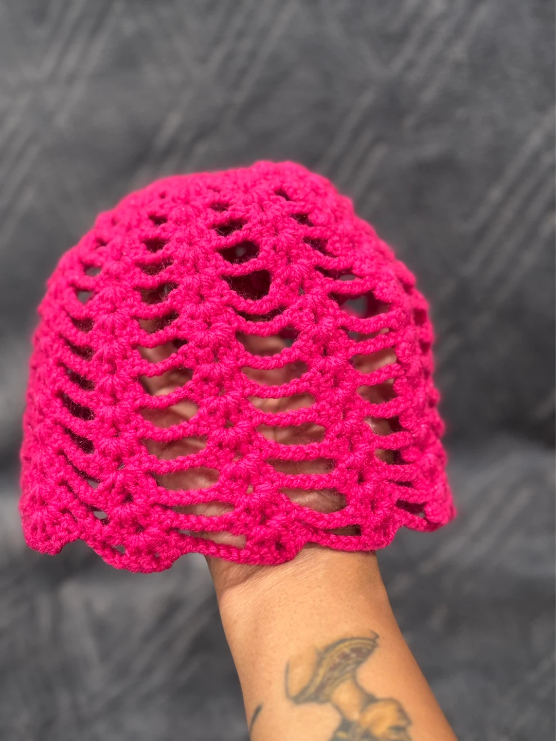 Handmade Crocheted Headpiece- Hot Pink