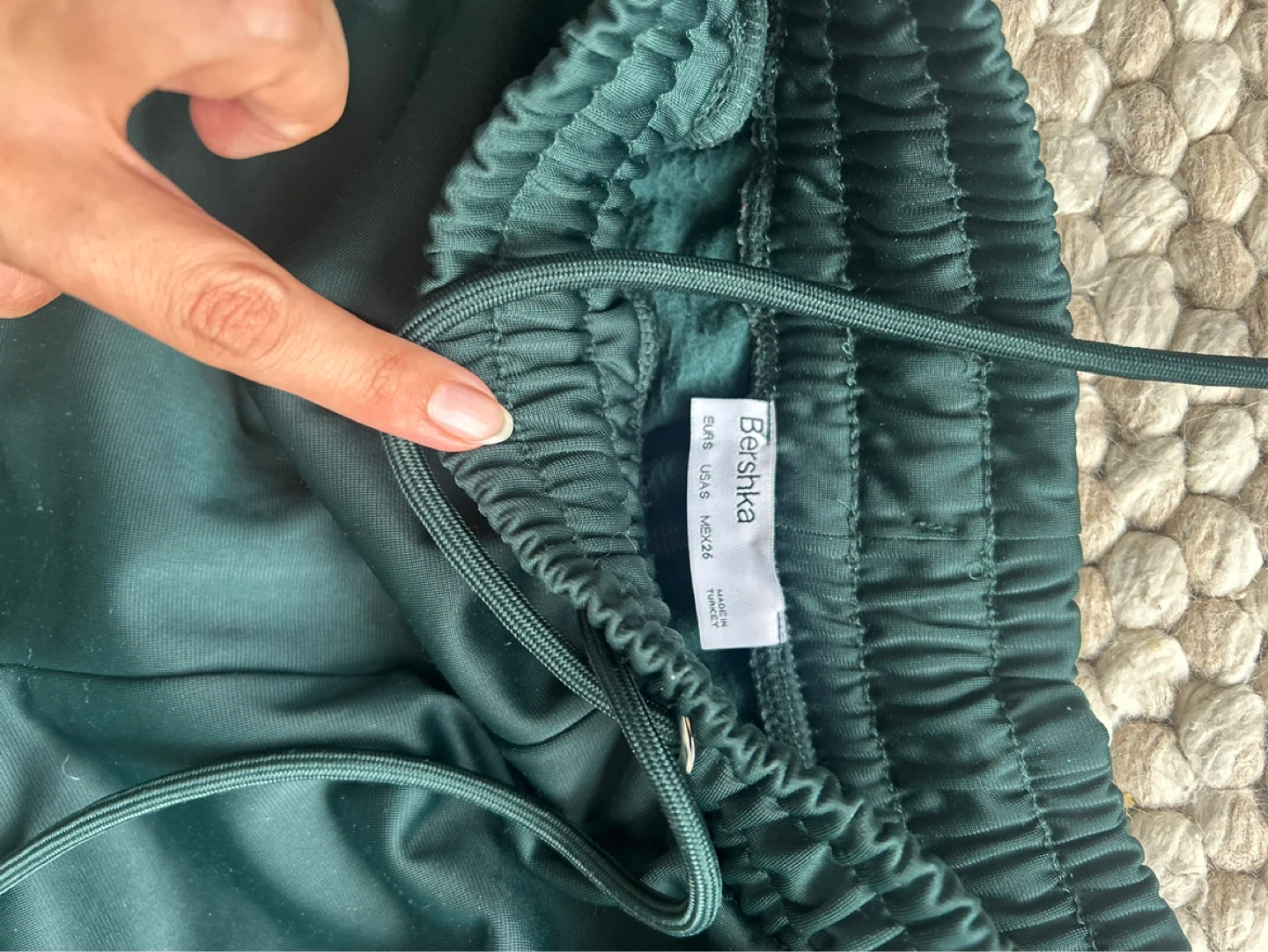 Bershka Black  and green Track Pants with White Stripe - photo 4