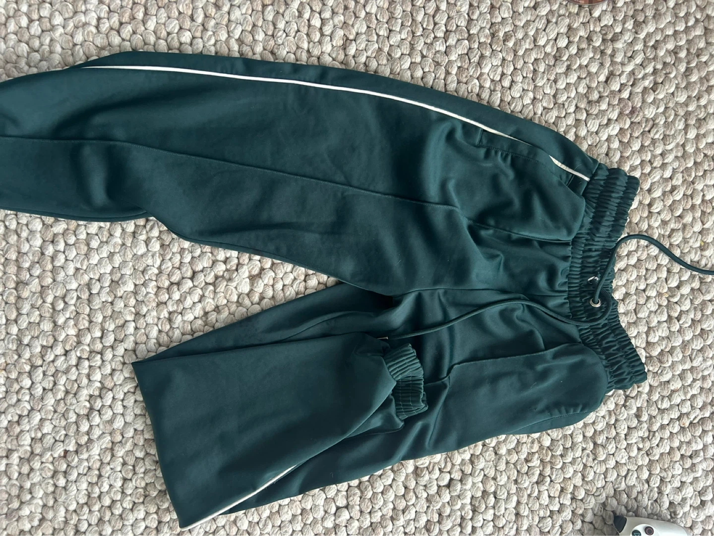 Bershka Black  and green Track Pants with White Stripe