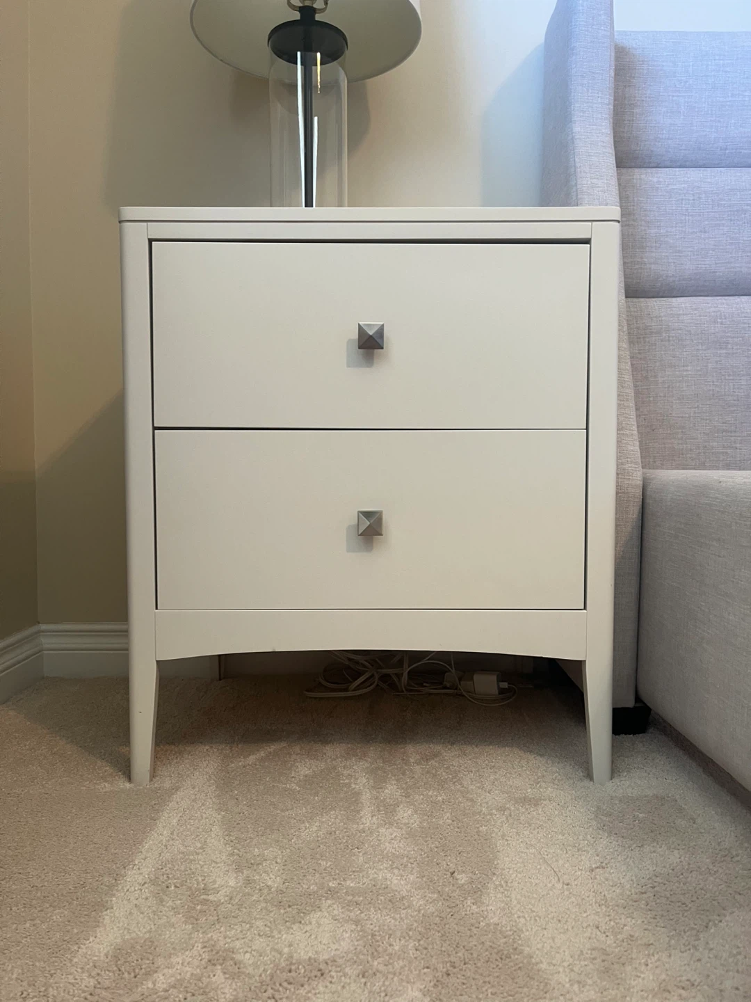 Two GEOVIN White 2-Drawer Nightstand